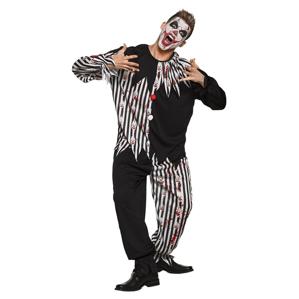 Boland Clown-Kostüm Bloody Clown Halloween Kostüm für Herren, Schwarz