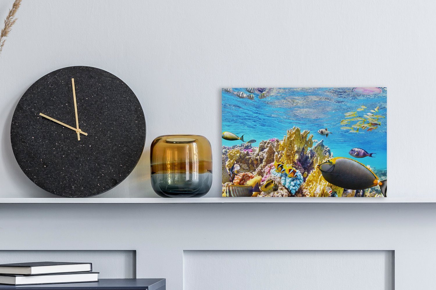 OneMillionCanvasses® Leinwandbild Bunte Korallen St), Wanddeko, (1 klarem Wasser, cm in Leinwandbilder, 30x20 Aufhängefertig, Wandbild