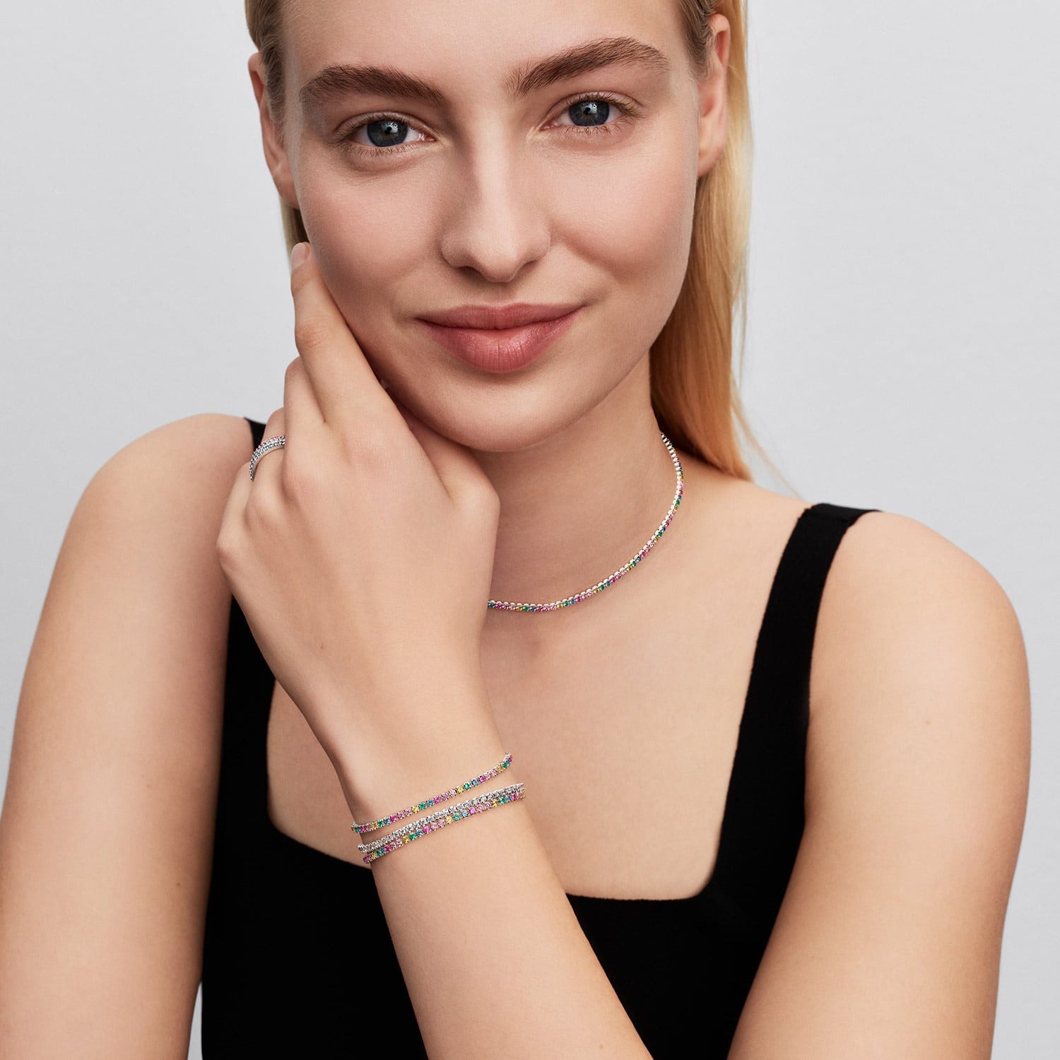 Pandora Tennisarmband Tennis-Armband für in Regenbogenfarben Silber