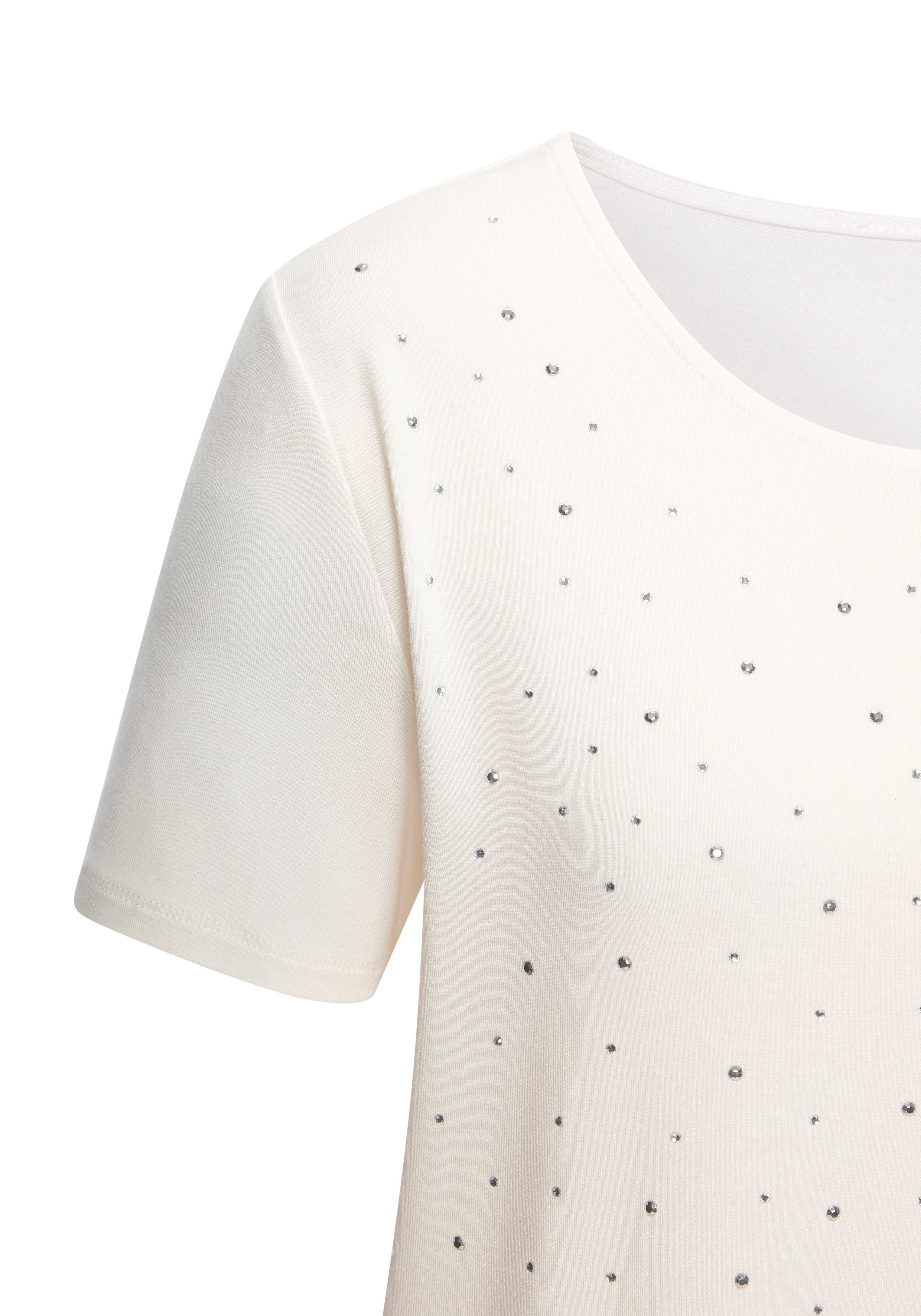 LASCANA T-Shirt mit funkelnden Strass-Steinen vorn aus Viskose-Stretch – Bild 4 von 5