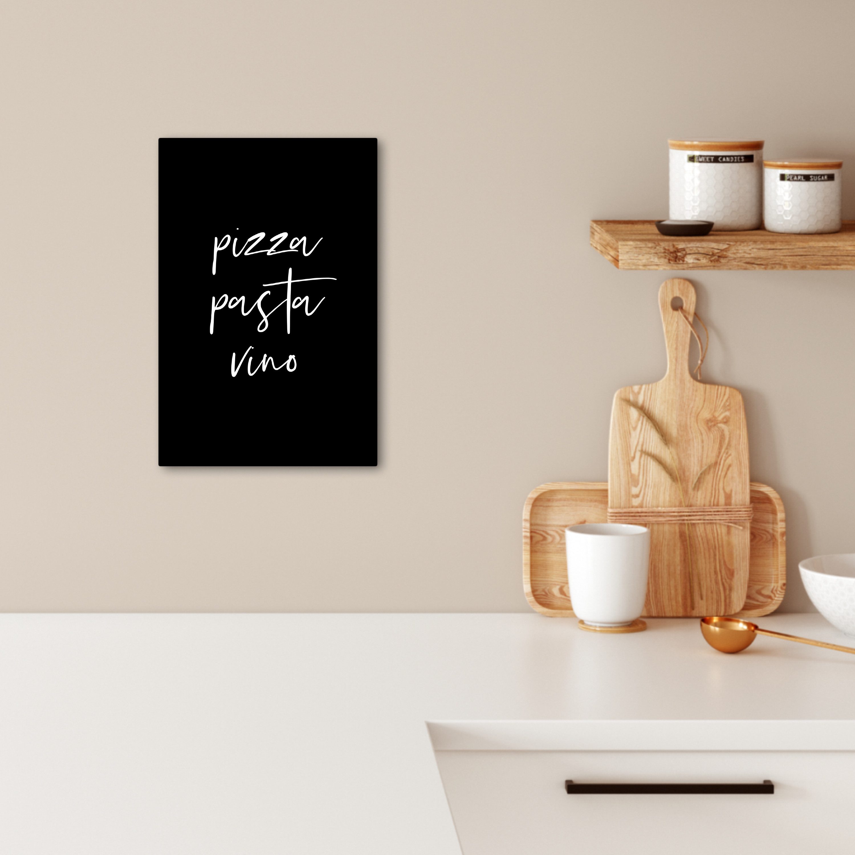 OneMillionCanvasses® Leinwandbild Zitat - Pizza, Pasta, günstig online kaufen