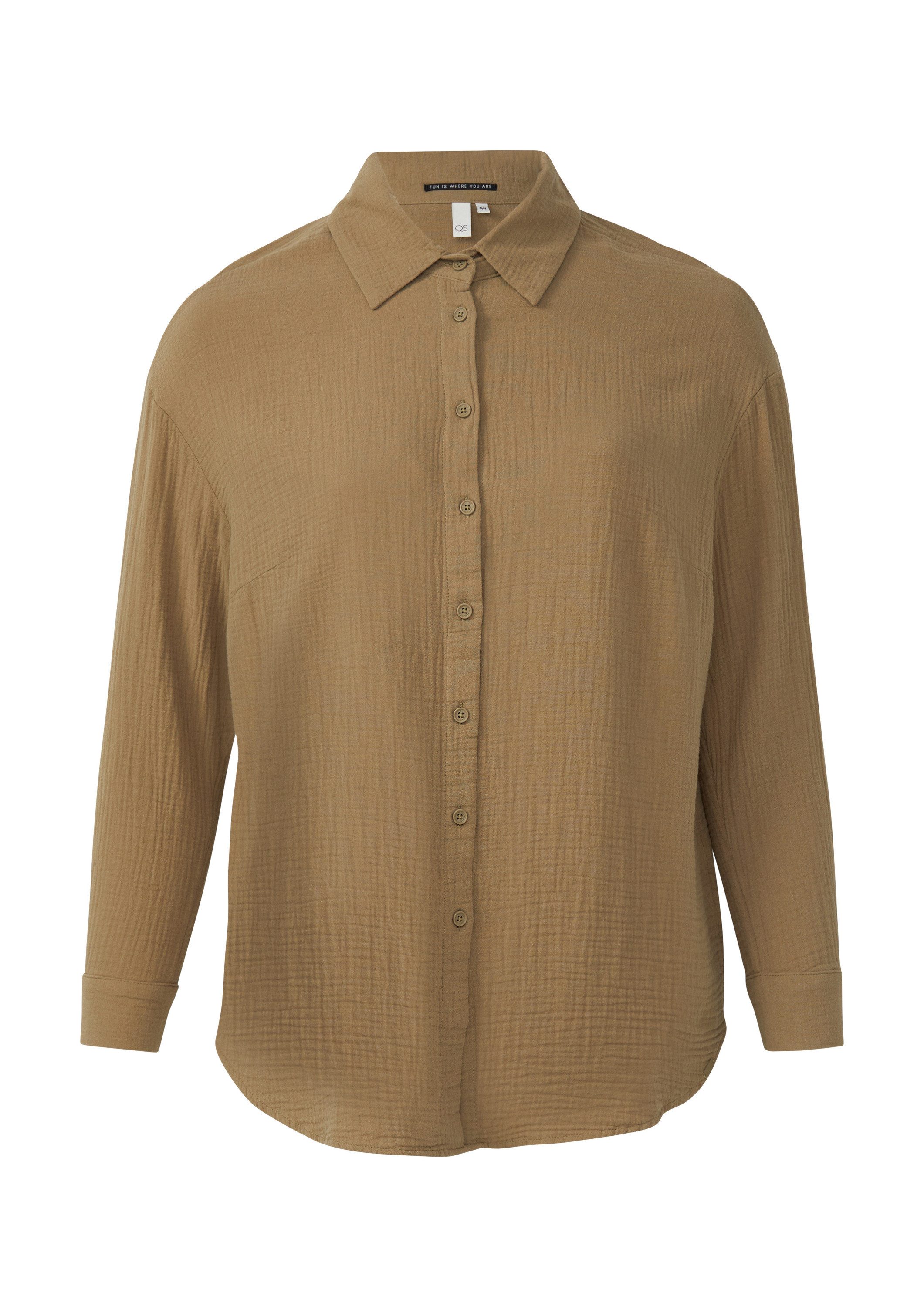 QS Langarmbluse Bluse Hemdbluse aus Musselin im Oversize-Schnitt günstig online kaufen