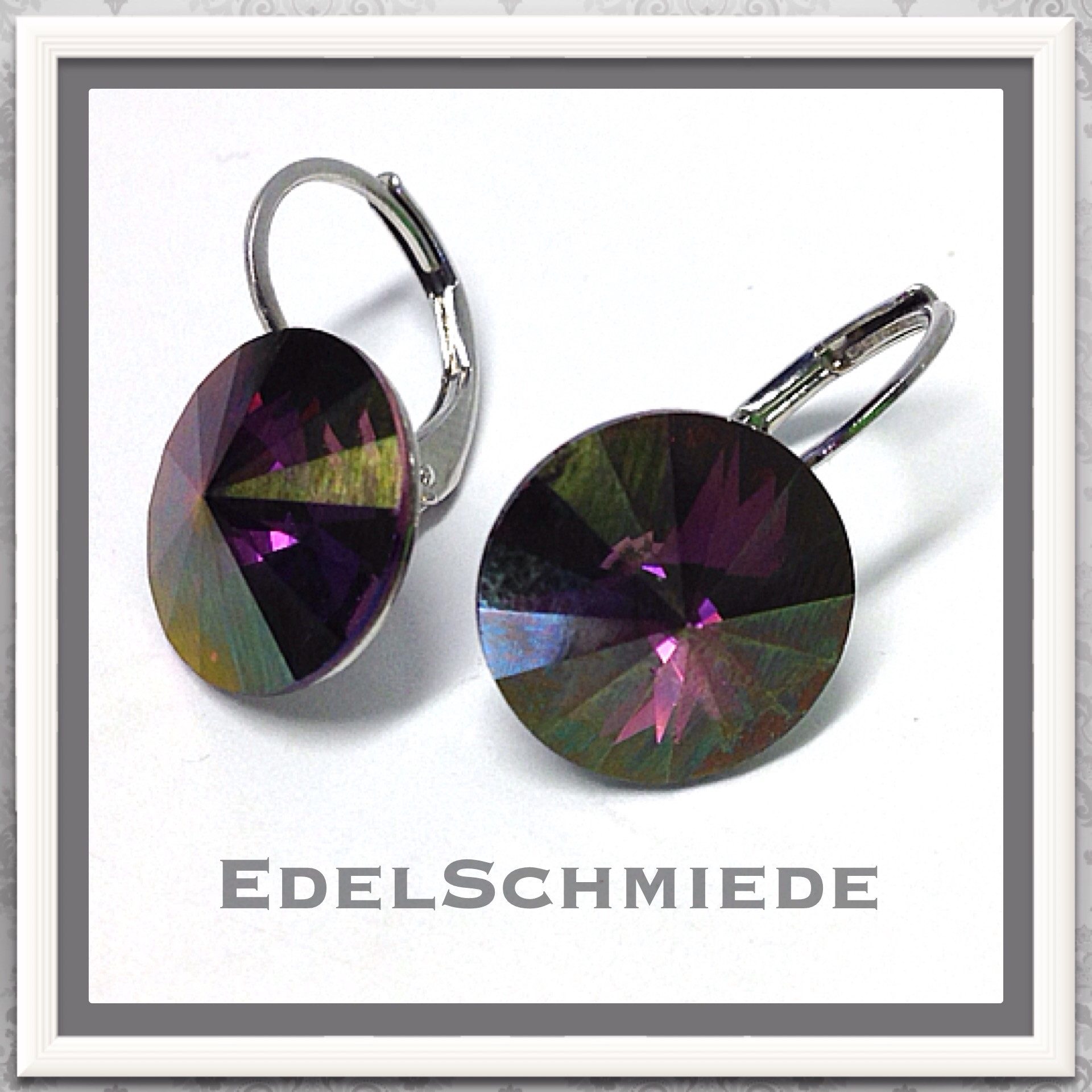 Paar Ohrhänger Edelschmiede925 Ohrhänger (Stift = Titan) Swarovski Kristall 12 mm