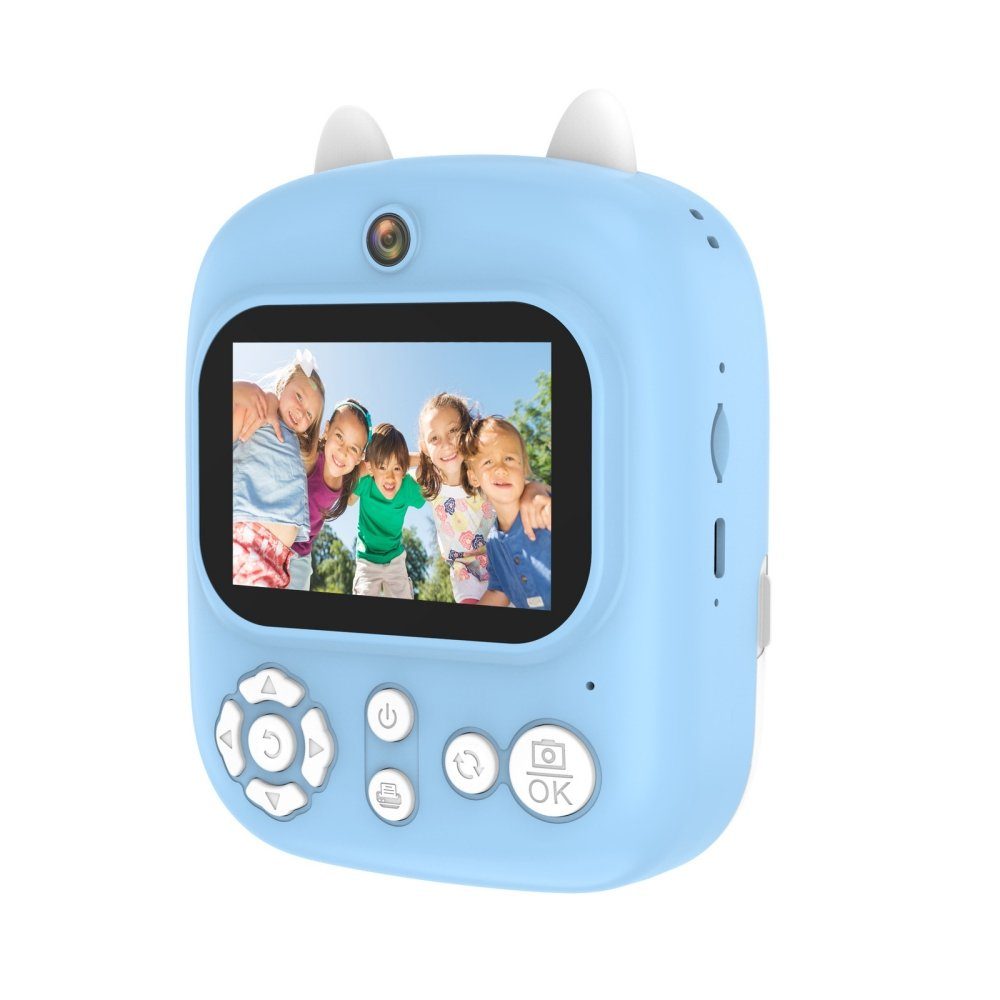 BlingBin 2,4 Zoll 1080P Kinder Kamera Sofortdruck Schwarzweiß Videokamera Sofortbildkamera (12 MP, 8x opt. Zoom, Live-Ansicht)