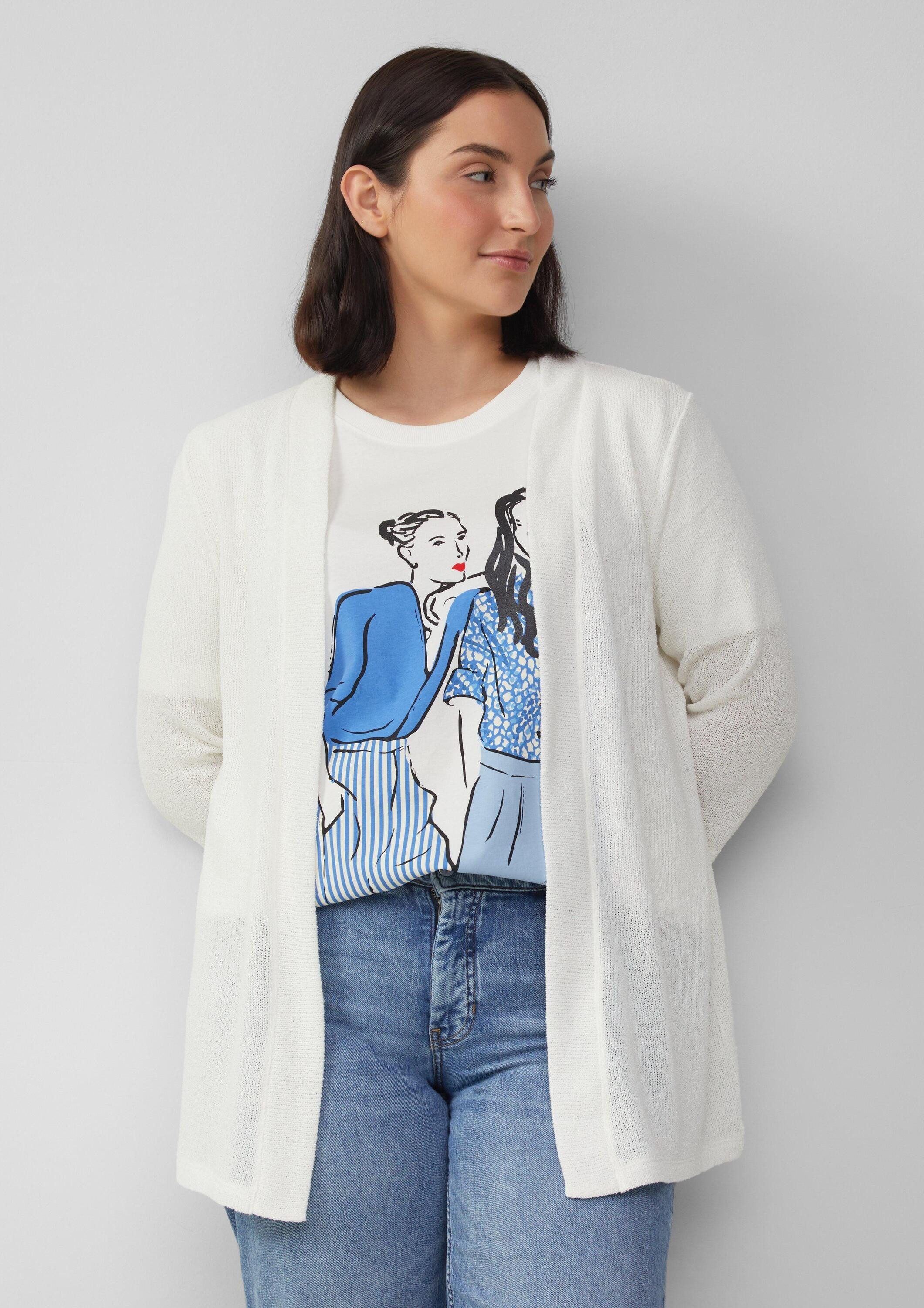 s.Oliver Cardigan Indoor-Jacke Cardigan aus Bouclégarn mit 3/4-Ärmeln