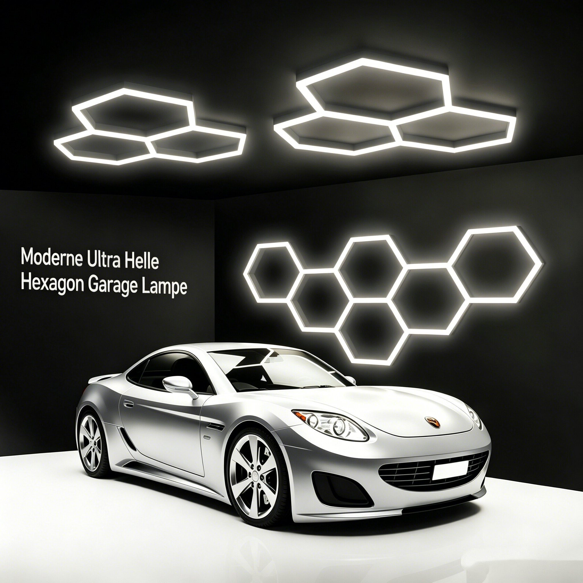 oyajia Deckenleuchten Rahmenlos 14er-Pack Hexagon LED Garagenleuchte, 6500K 534W Wabenlicht, Hexagon LED, LED Garage Light für Garage, Studio, Parkplatz, Auto-Detailing-Shop