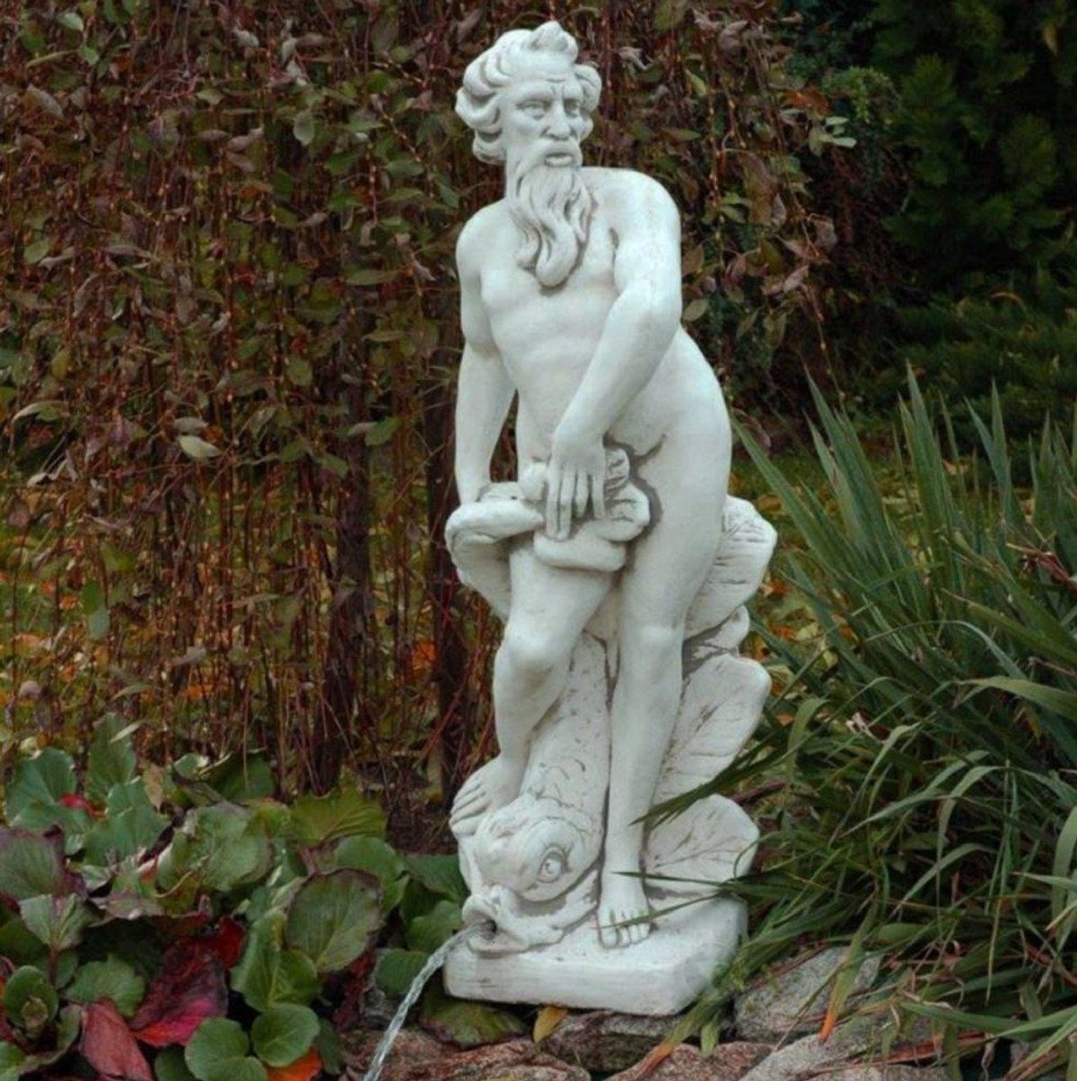 x Figur 35 Jugendstil Deko - H. Grau Padrino Wasserspeier x cm 132 Barock Accessoires - mit Wasserspeier Jugendstil 30 Elegante Stein Garten Neptun & Casa Skulptur Fisch Skulptur