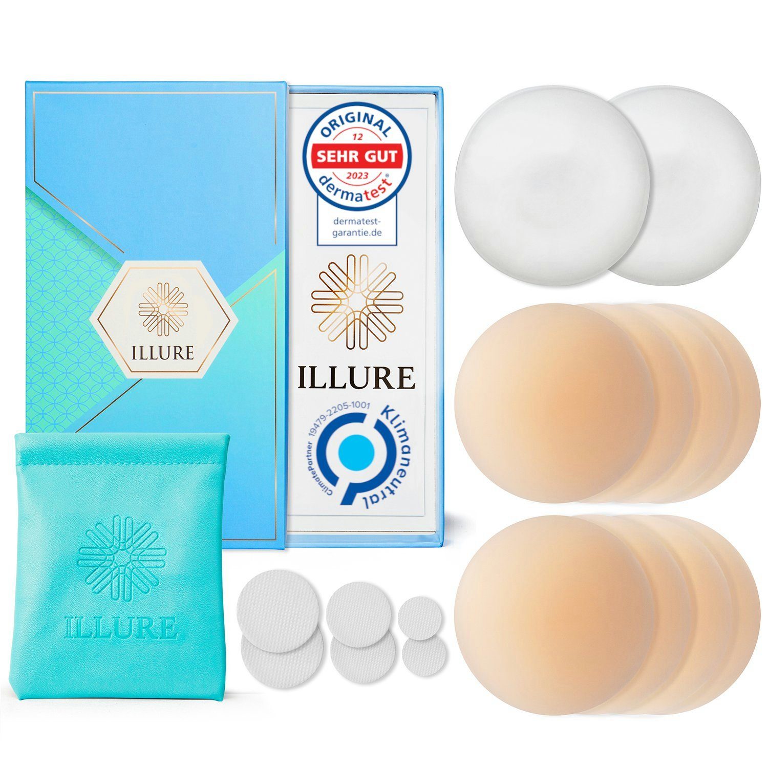 ILLURE BH-Einlagen Nippelpads – Nipple Cover Brustwarzenschutz -Wiederverwendbar&waschbar, mit kleiner Tragetasche für diskreten Transport im Alltag