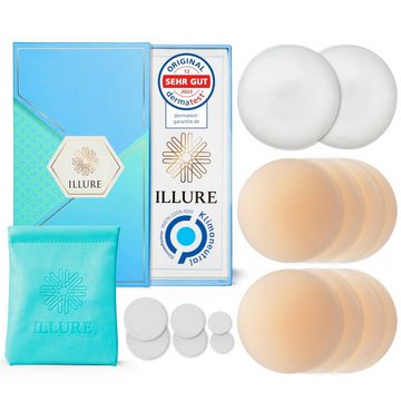 ILLURE BH-Einlagen ILLURE BH-Set: Nippelpads & Klebe-BHs [2er Pack] + Makeup-Tasche