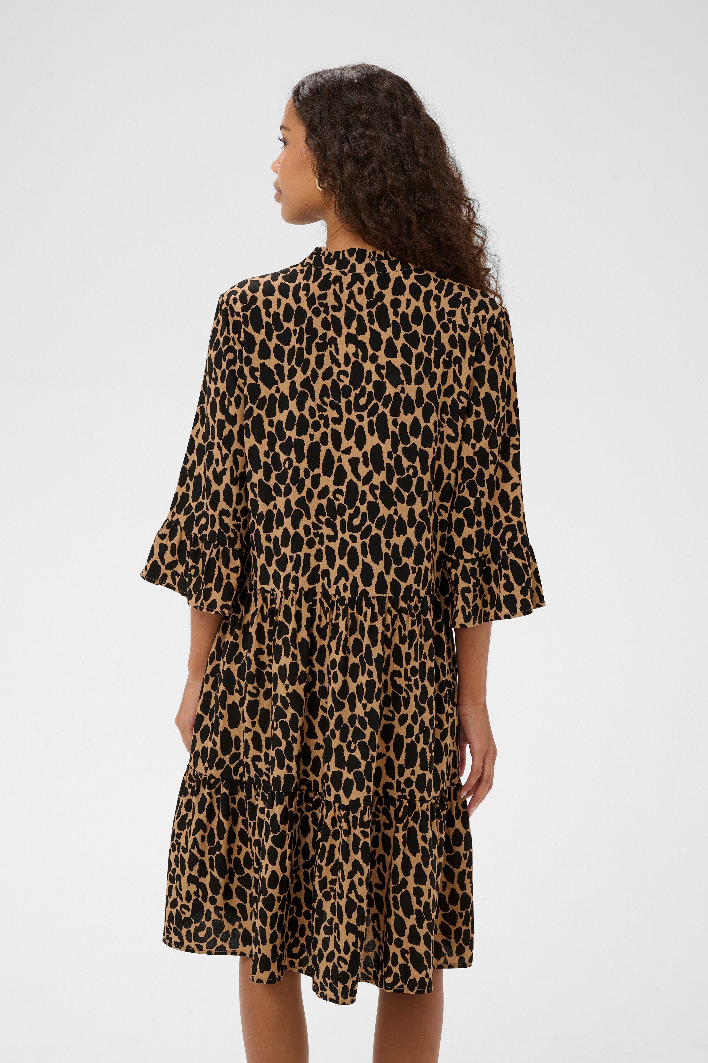 Saint Tropez Blusenkleid EdaSZ Dress Sommerkleid, Tunikakleid mit Volant und 3/4 Ärmel
