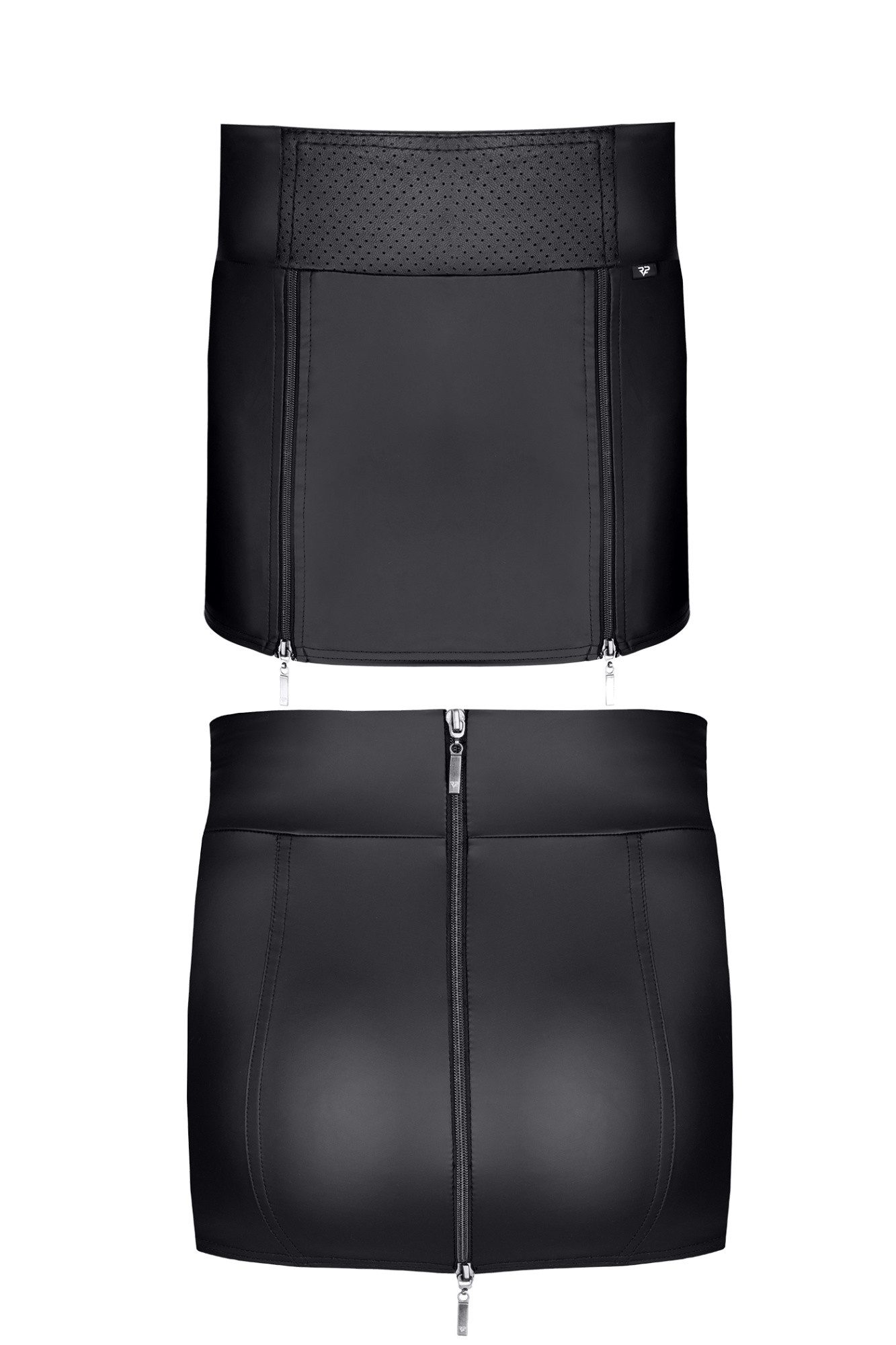 Regnes Fetish Planet Faltenrock Kurzer wetlook Herren Rock schwarz Crossdresser Skirt mit Reißverschlü