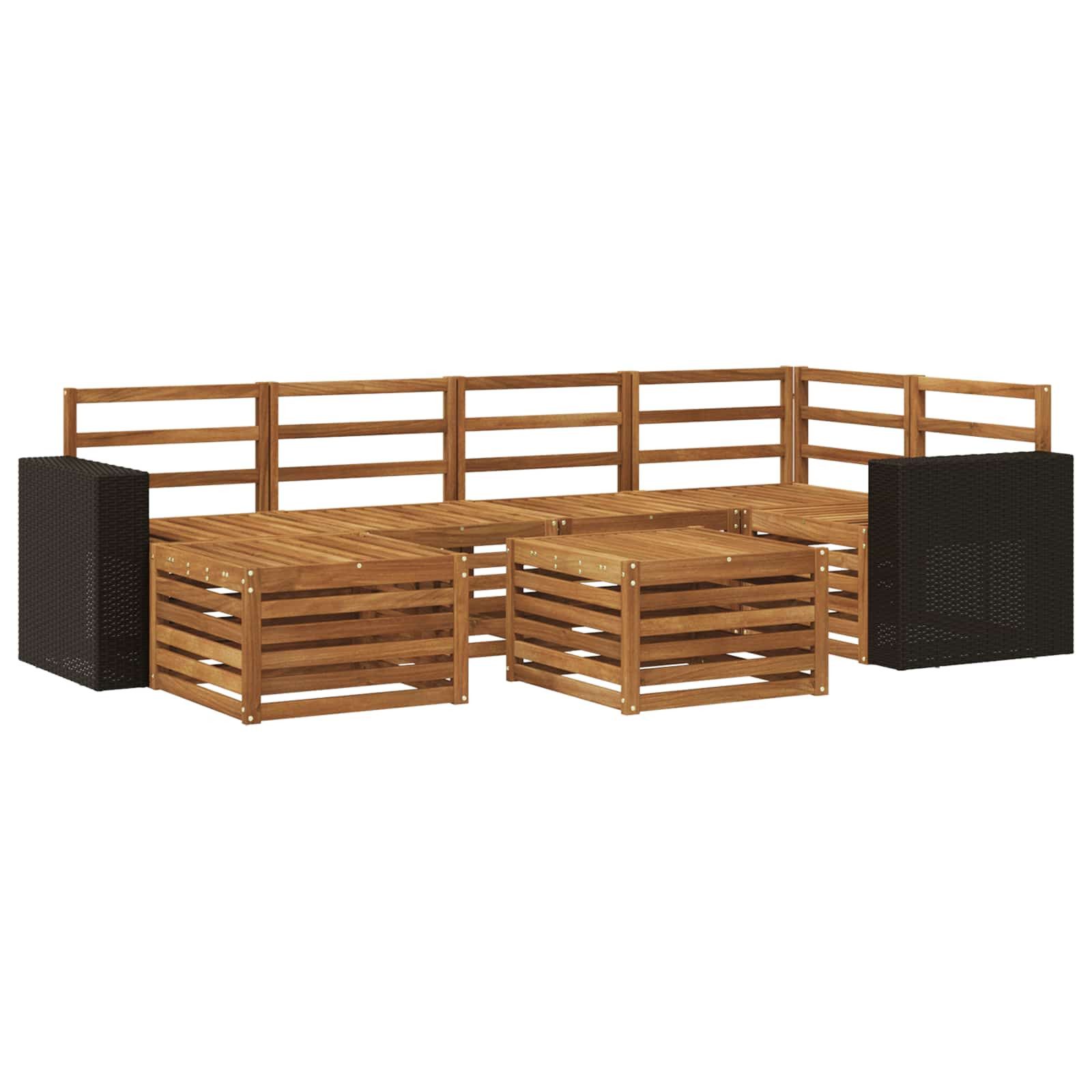 vidaXL Gartenlounge-Set Outdoor-Sofagarnitur 7 Stk. Natur Polyester, (7-tlg)