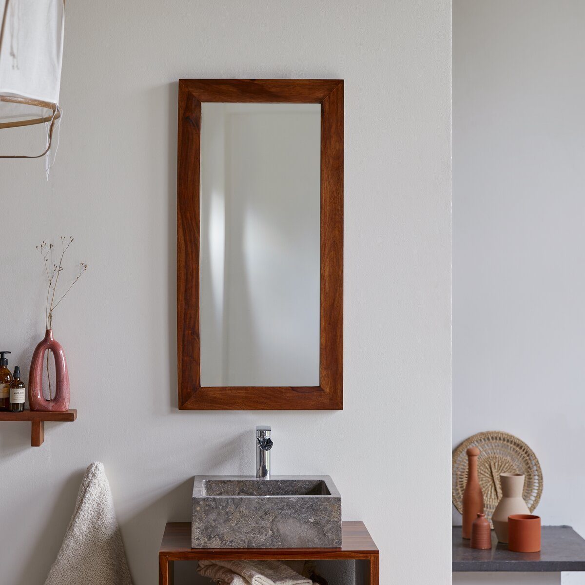 Tikamoon Spiegel Spiegel aus massivem Palisanderholz 100x50 cm