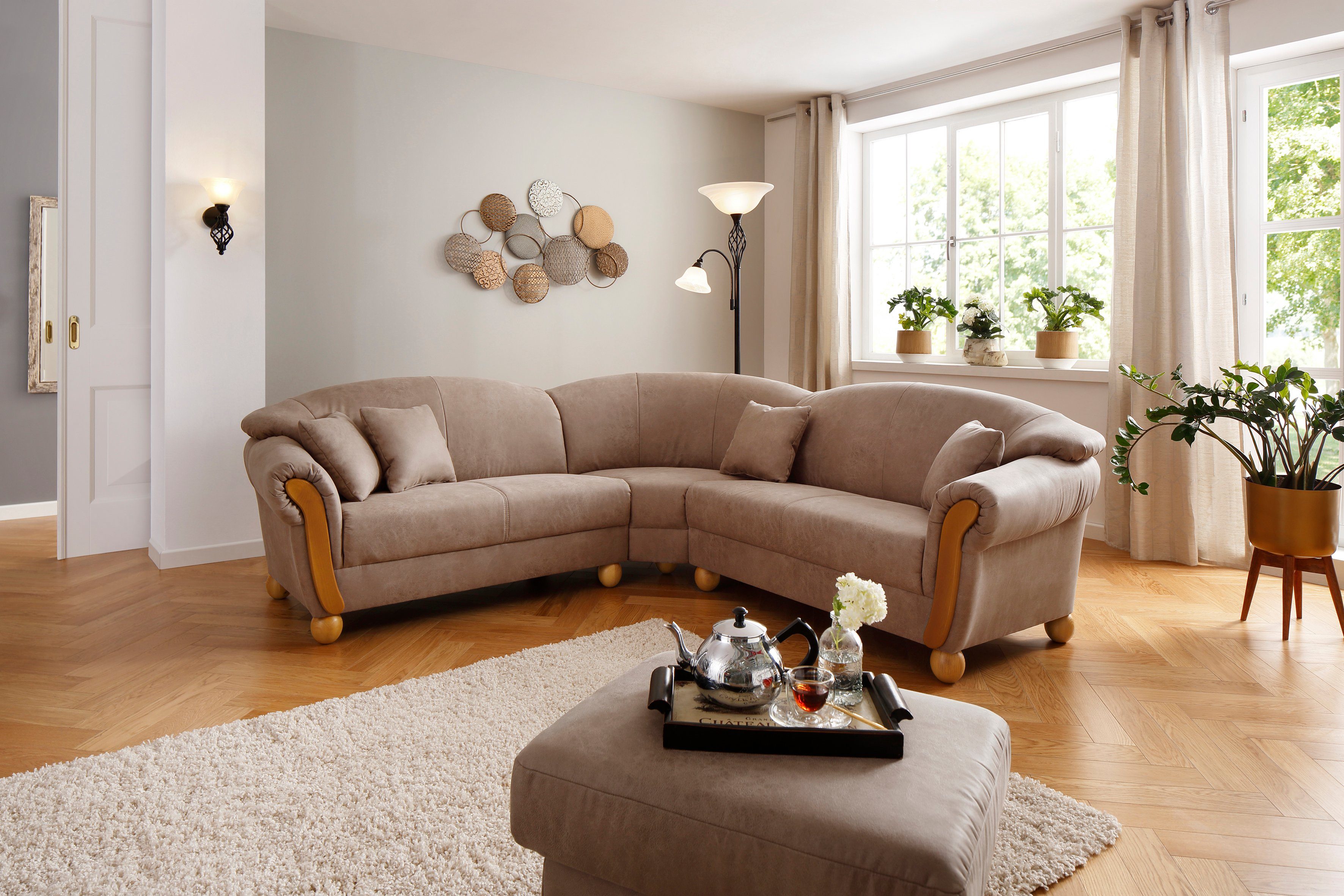Home affaire Ecksofa Milano Vintage, L-Form, mit Federkern, Bezug in Lederoptik, incl. 4 Zierkissen