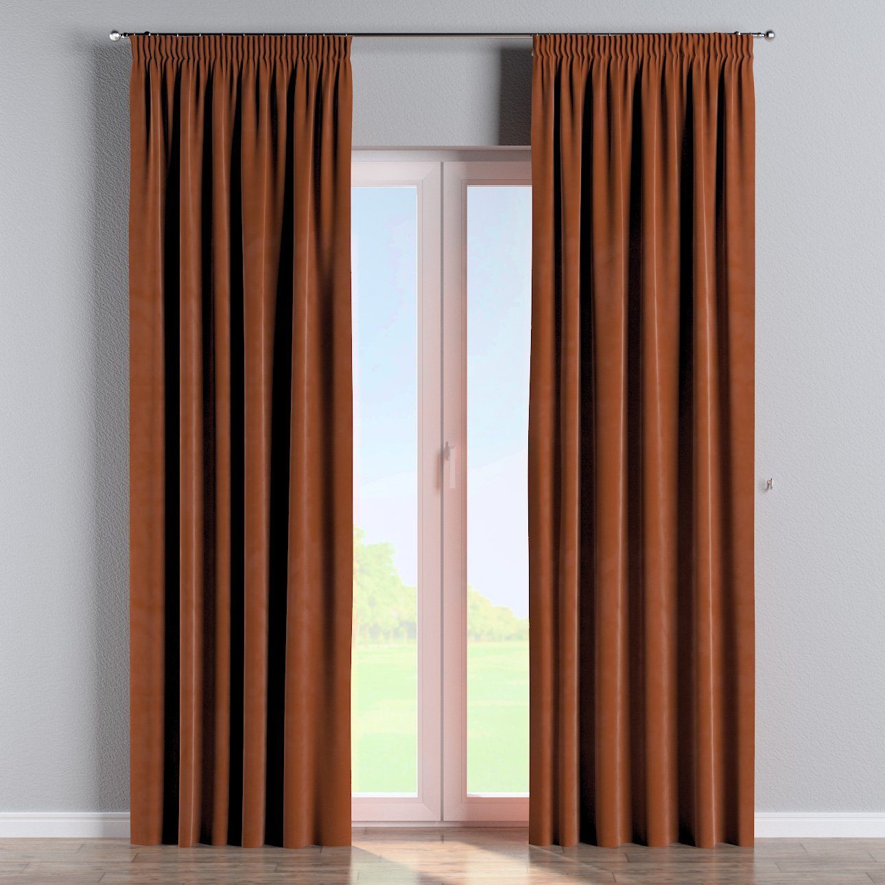 Kräuselband Vorhang braun-karamell 130x100 Velvet, cm, Dekoria Vorhang mit