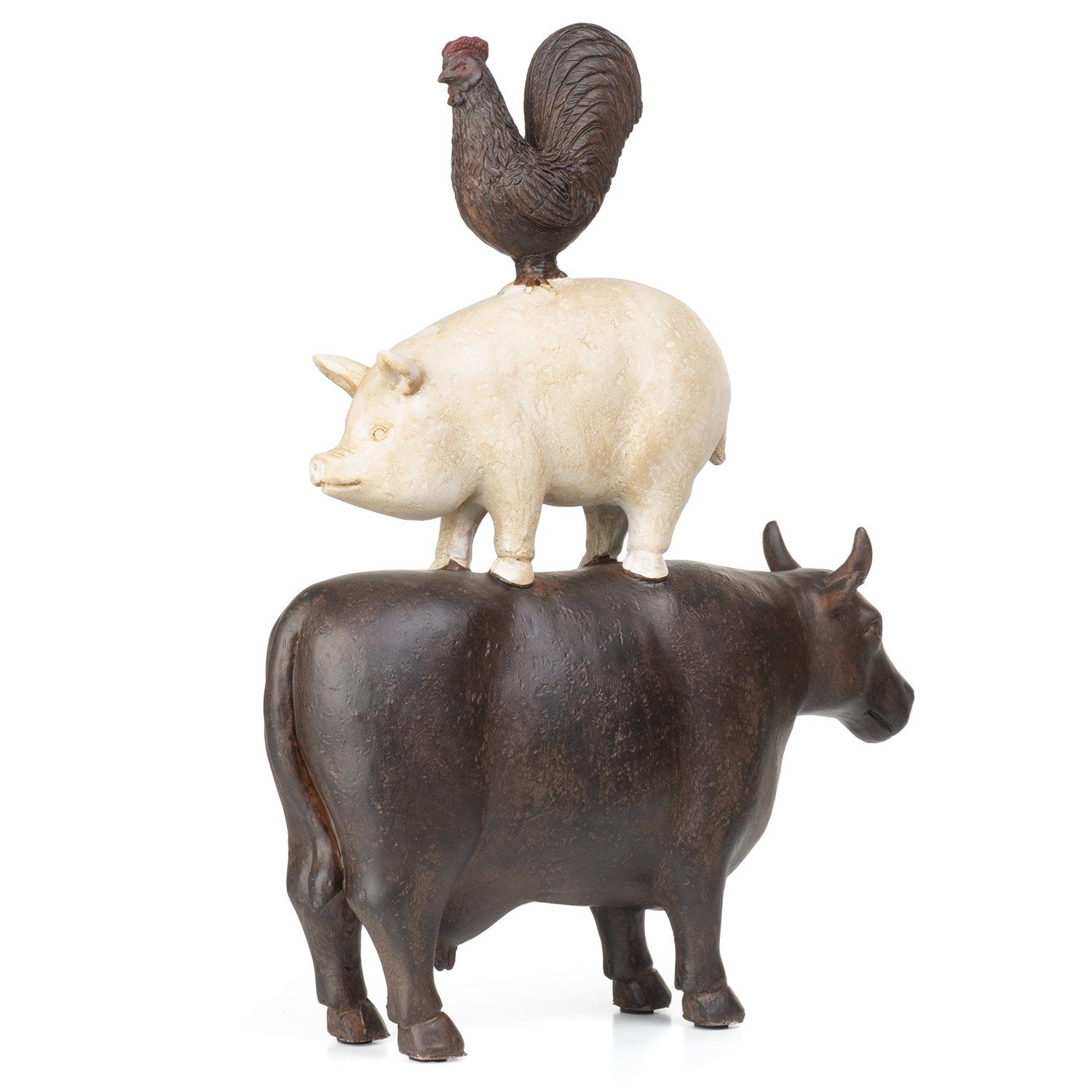 und Polyresin, Schwein Dekoelement Deko-Figur Dekoration aus Kuh aus Hahn Moritz Dekofigur Polyresin Dekofigur aufeinander stehen Figuren