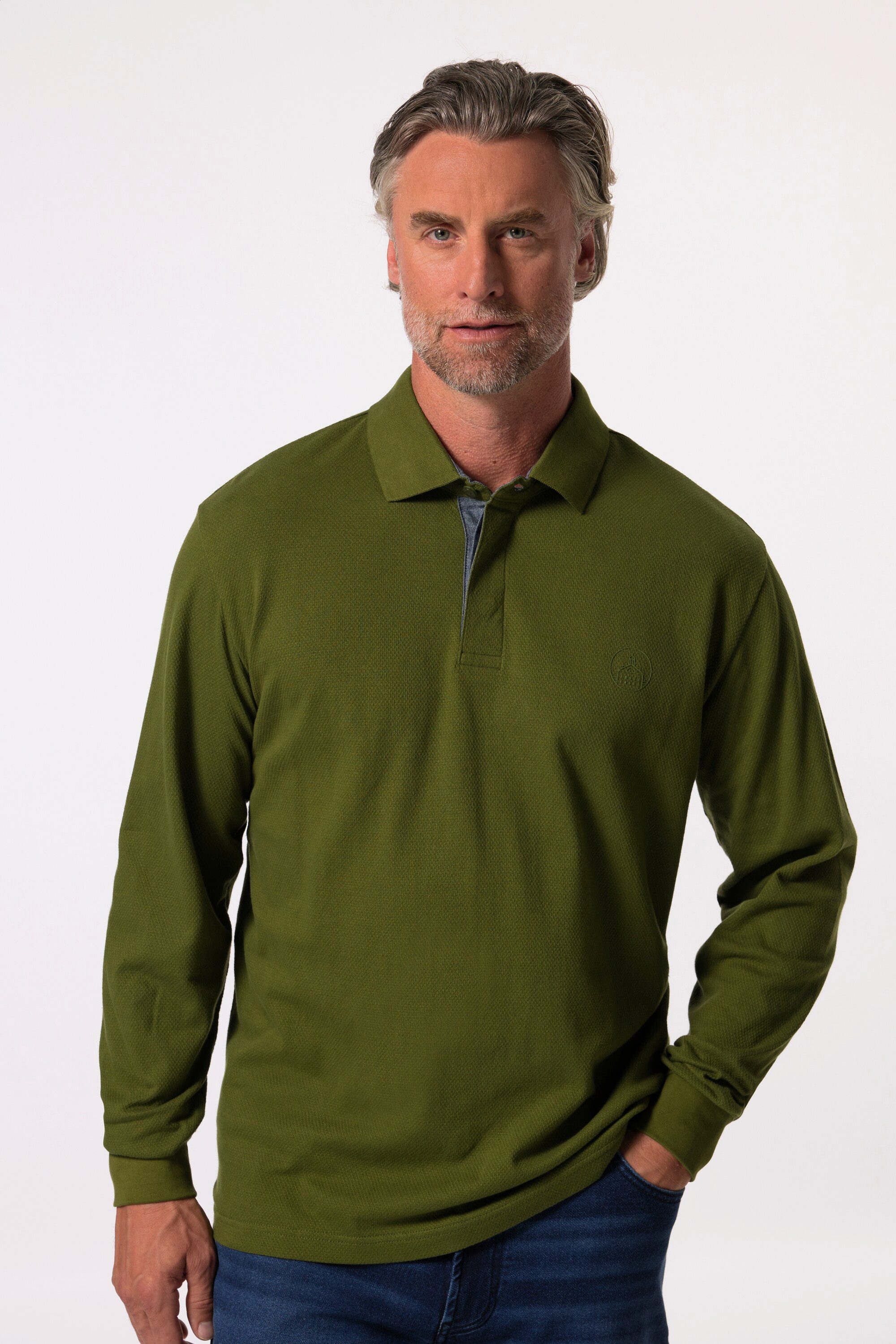Poloshirt Poloshirt Langarm Struktur-Jersey
