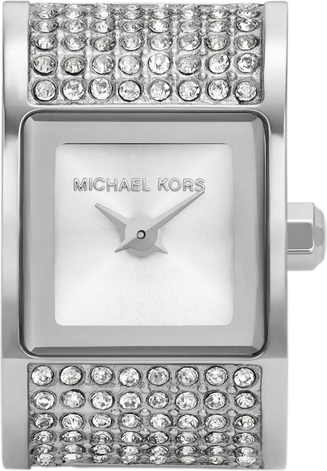 MICHAEL KORS Uhrenring DARRINGTON WATCH RING MK4884, Quarzuhr, Damenuhr, Edelstahl, Flexband, Zugband, analog, Glassteine