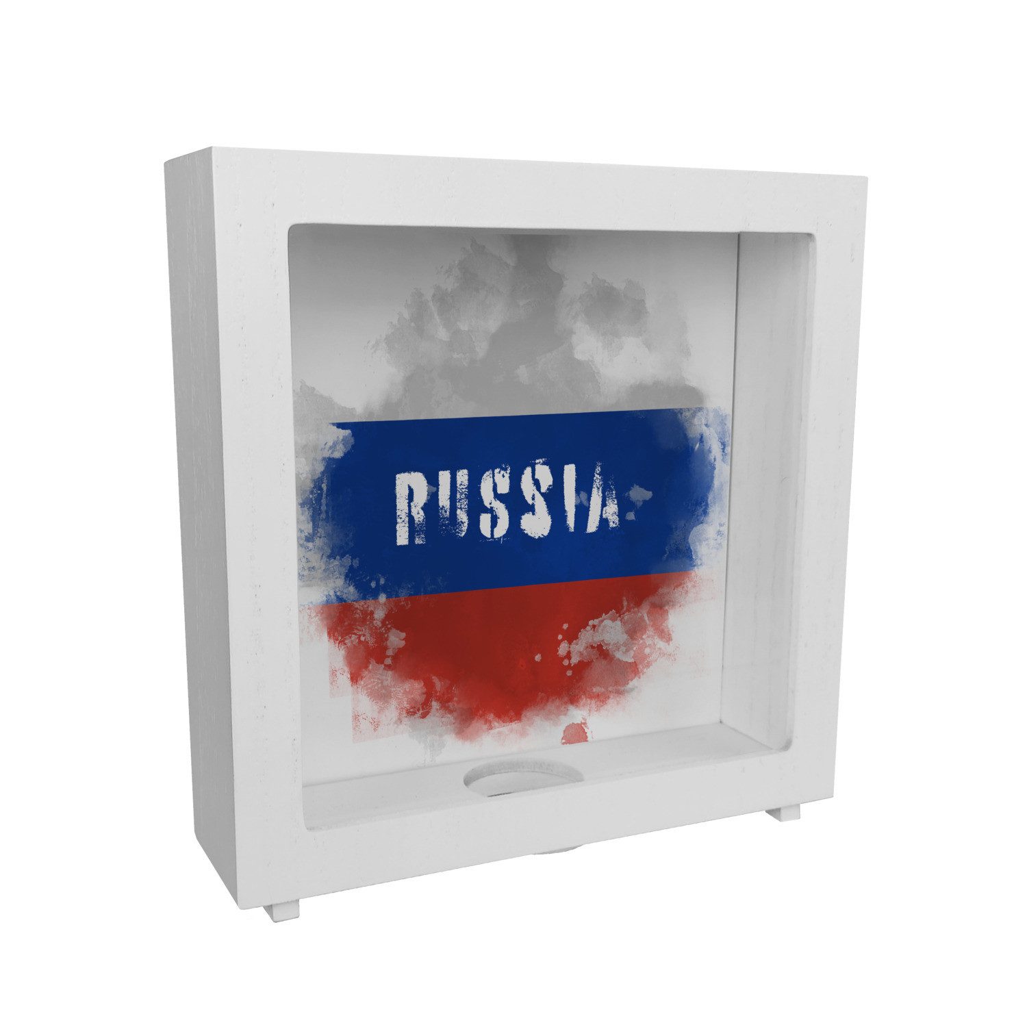 speecheese Spardose Rahmen Spardose aus Holz mit Russland Flagge im Used Look Sparschwein