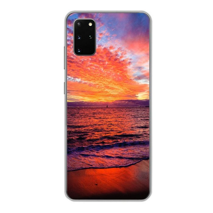 MuchoWow Handyhülle Sonnenuntergang - Strand - Rot Phone Case Handyhülle Samsung Galaxy S20 Plus Silikon Schutzhülle