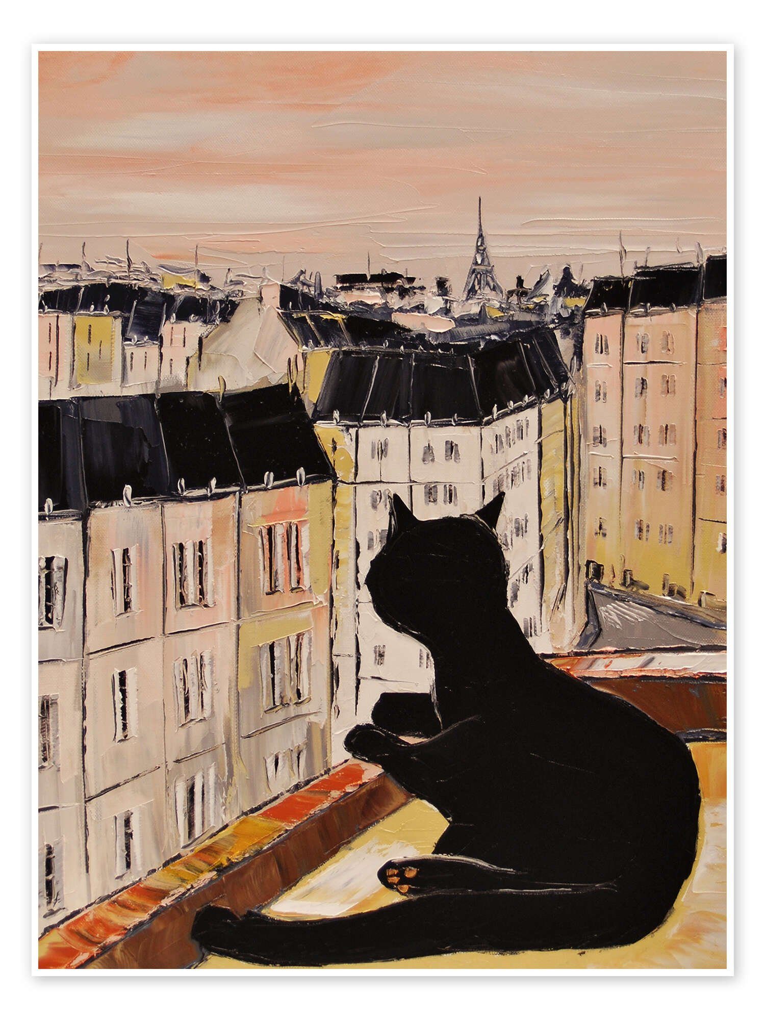 Posterlounge Poster JIEL, Katerchen in Paris, Wohnzimmer Malerei