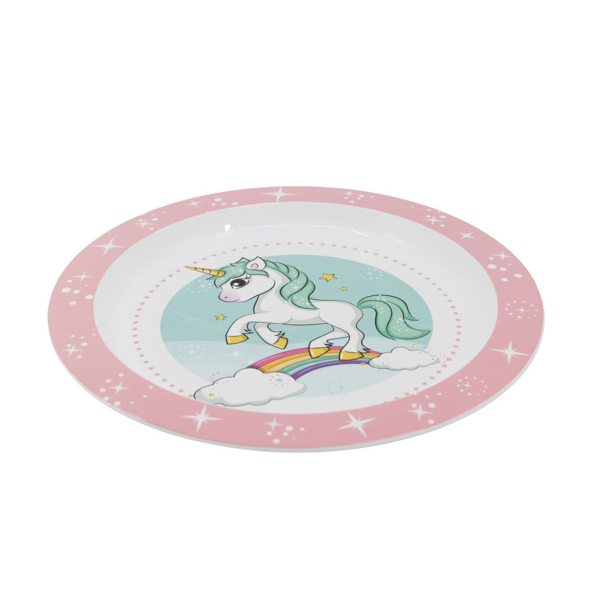 Unicorn Academy Brotteller Rainbow Kinder Teller Mikrowellengeeignet für zu Hause