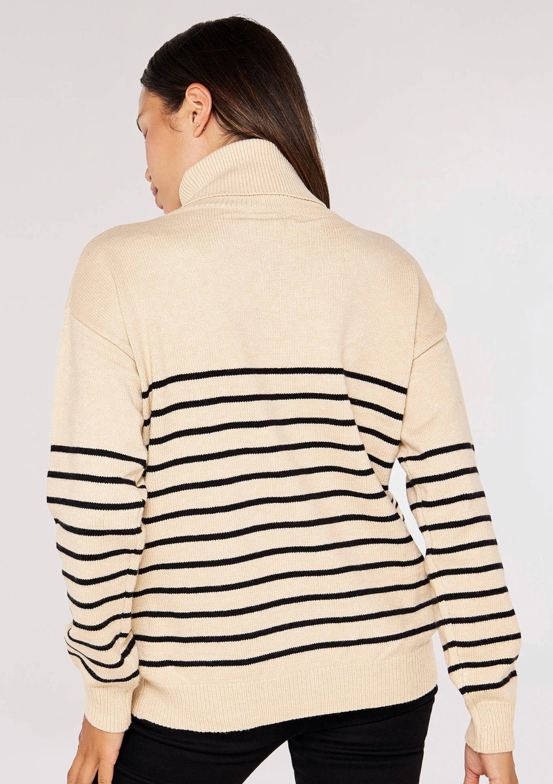 Apricot Rollkragenpullover Model Jumper (1-tlg) Rollkragen Roll stone Neck mit Stripe