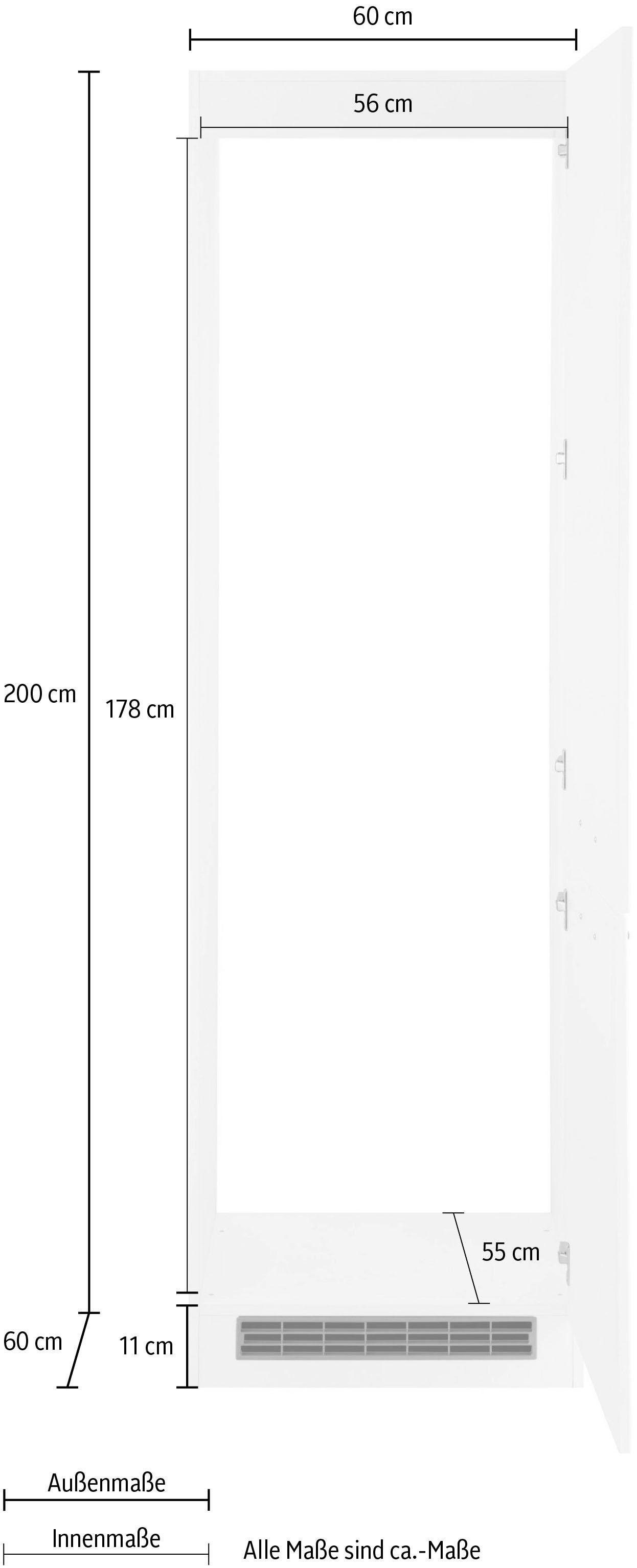MÖBEL Einbau-Kühl/Gefrierkombination, 178cm grau Nischenhöhe grafit | für HELD Kehl Kühlumbauschrank