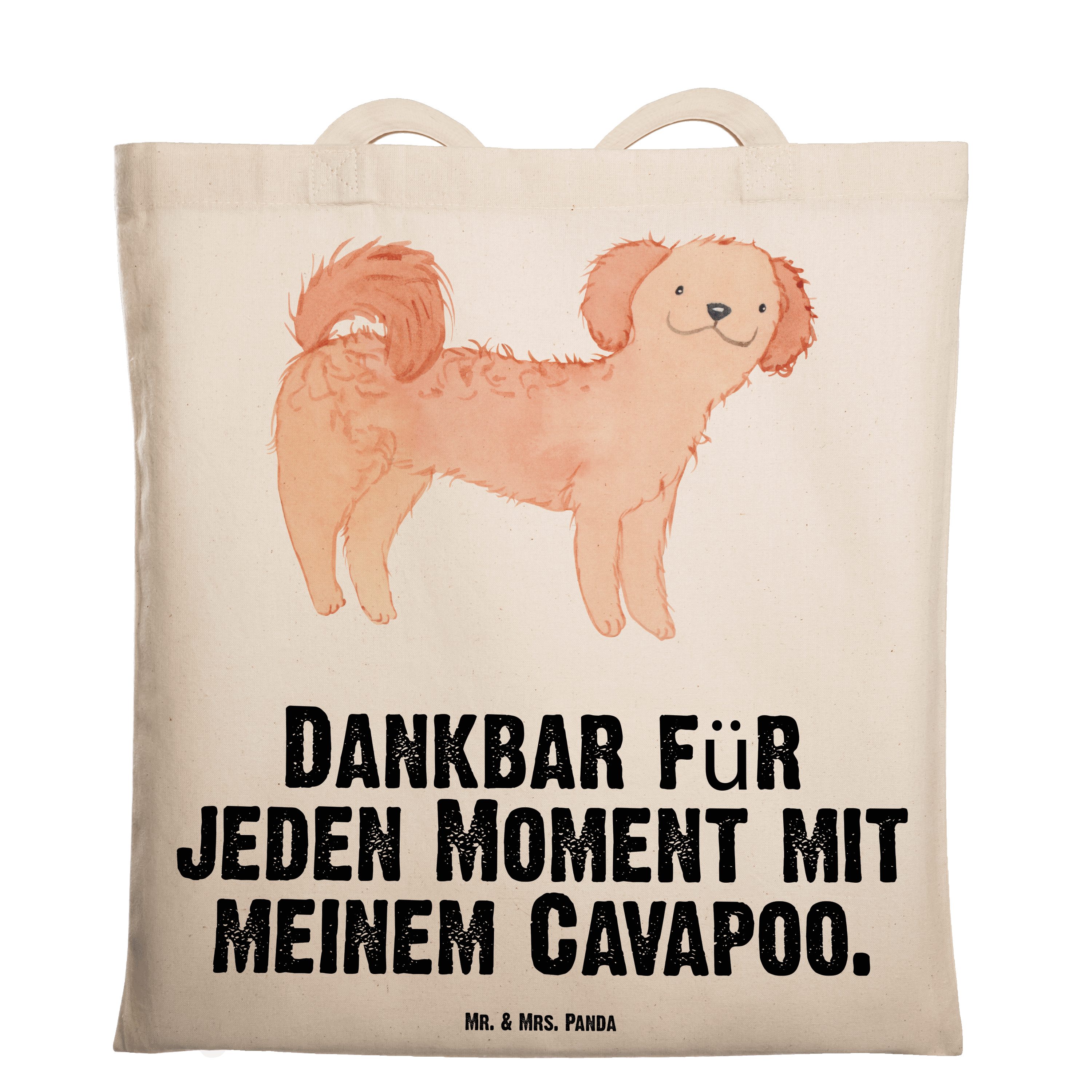 - Geschenk, Panda Cavapoo Hundebesitzer, - (1-tlg) Mrs. Tragetasche Transparent & Mr. Moment Beuteltasche,