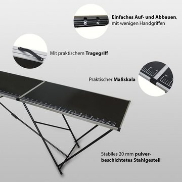 TRUTZHOLM Tapeziertisch Alu Tapeziertisch Arbeitstisch Klapptisch Multifunktionstisch Mehrzwec (Stück), Aluminum-Rahmen,3 Elemente,MDF-Platten,schwarz,Stahlrohrgestell