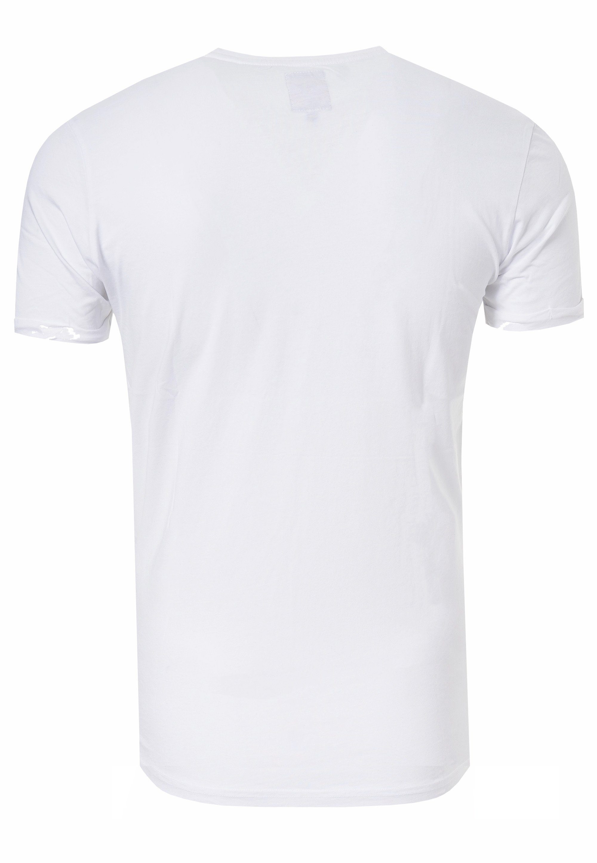 Rusty Neal T-Shirt mit aufgesetzter weiß Brusttasche