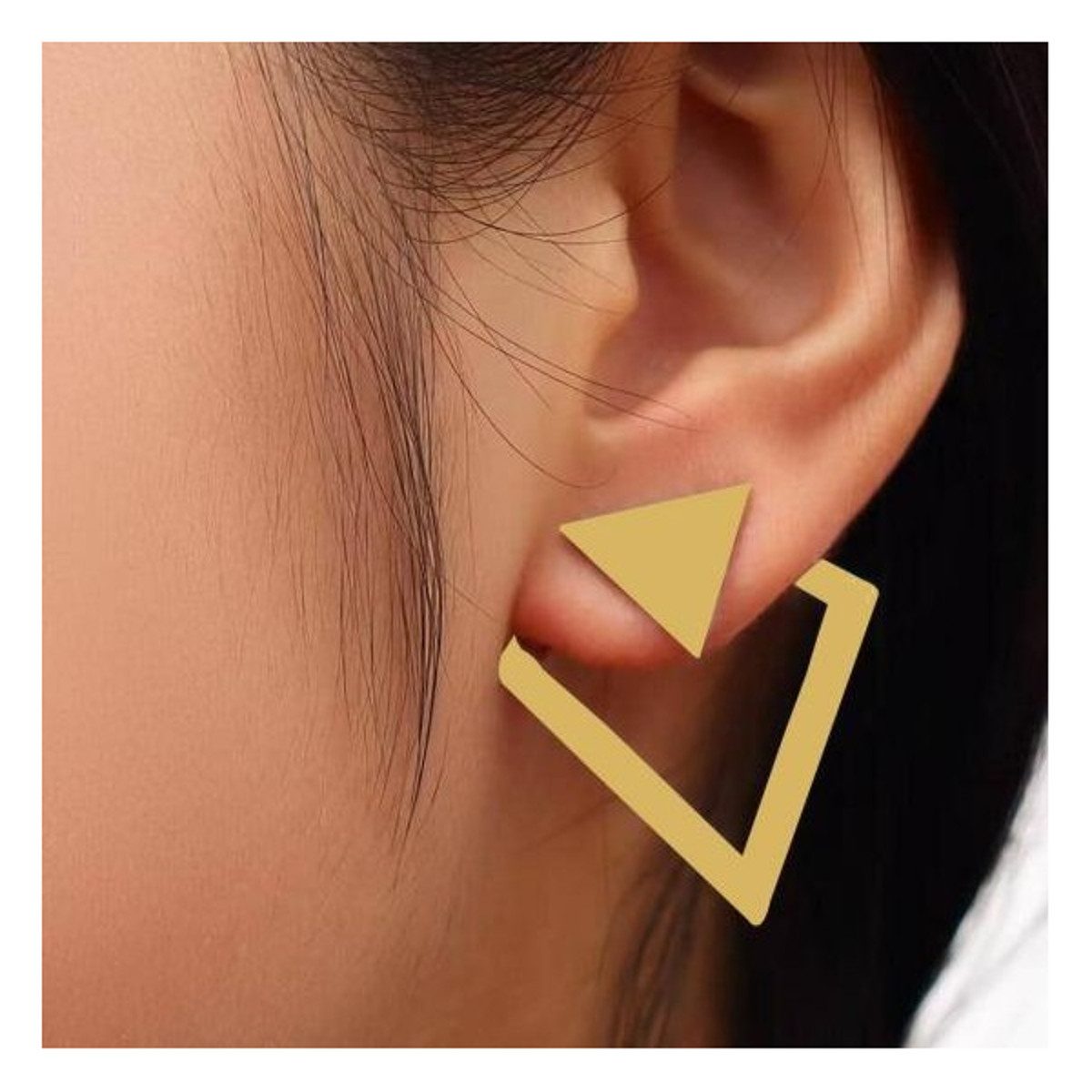KARMA Paar Ohrstecker Damen Cutout Silber od. Gold Damenohrringe (wasserfest hypoallergen rostfrei, 2-tlg., Ohrringe Edelstahl), Design-Ohrringe moderner Ohrschmuck für Frauen