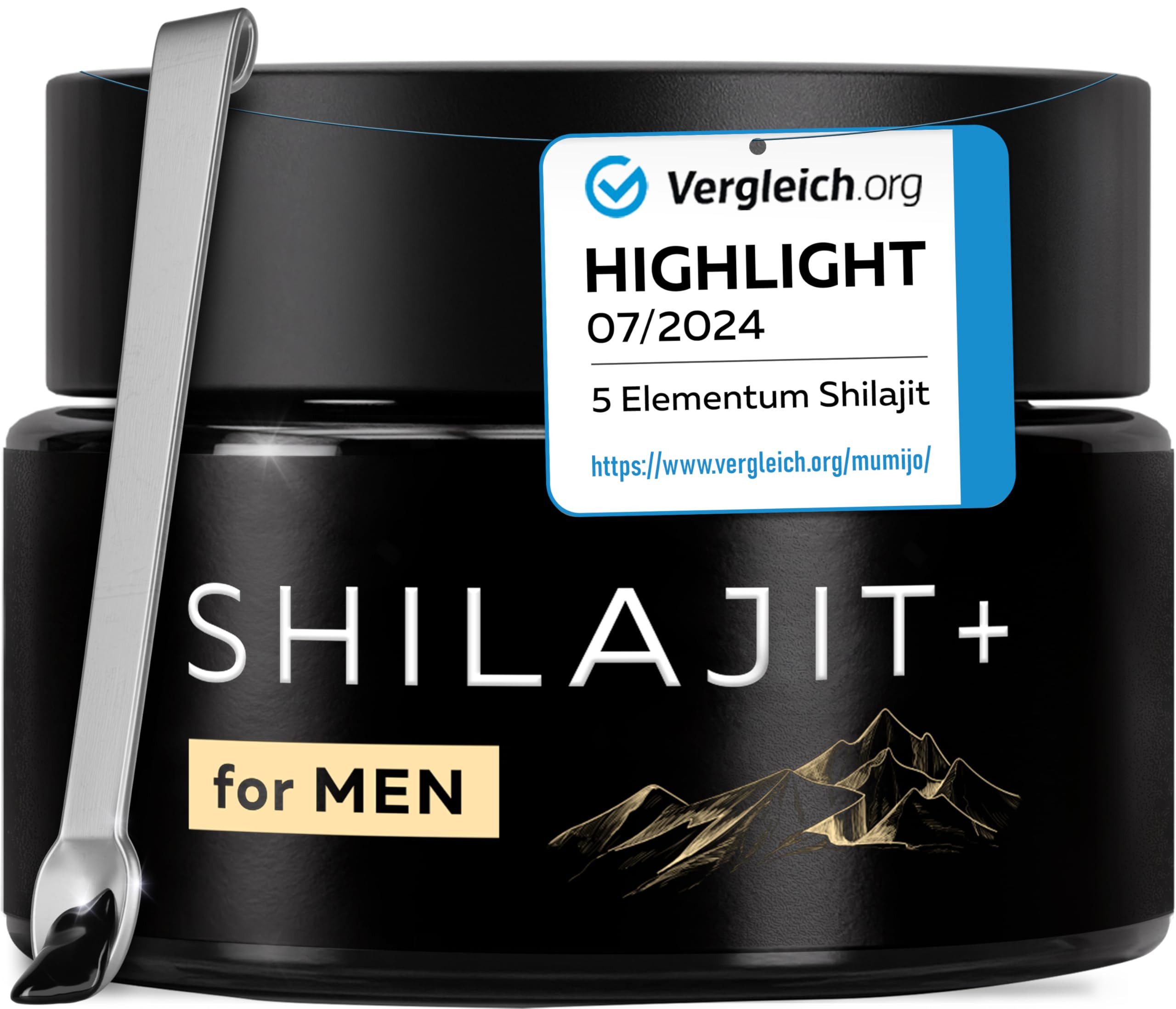5 Elementum Shilajit Original Himalaya – Hochdosiert 82% Fulvinsäure Tropfen, Premium Mumijo Shilajit Hochdosiert Aus Himalya Gebirge Inkl. 500mg Dosierlöffel à 25 g