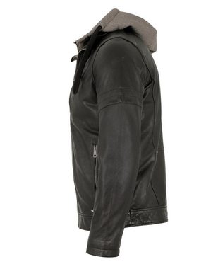 Lederjacken24 Lederjacke Ricco Herren Echtleder Lederjacke Kapuze Lammnappa schwarzbraun