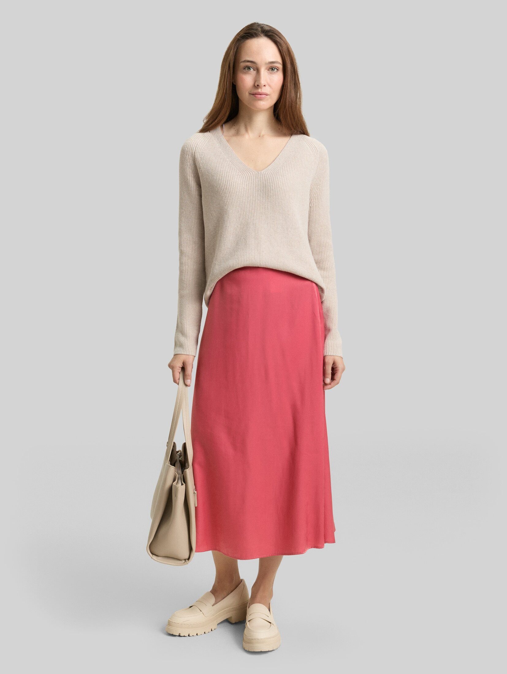 TOM TAILOR Sommerrock Röcke High Waist Satin Midi-Rock
