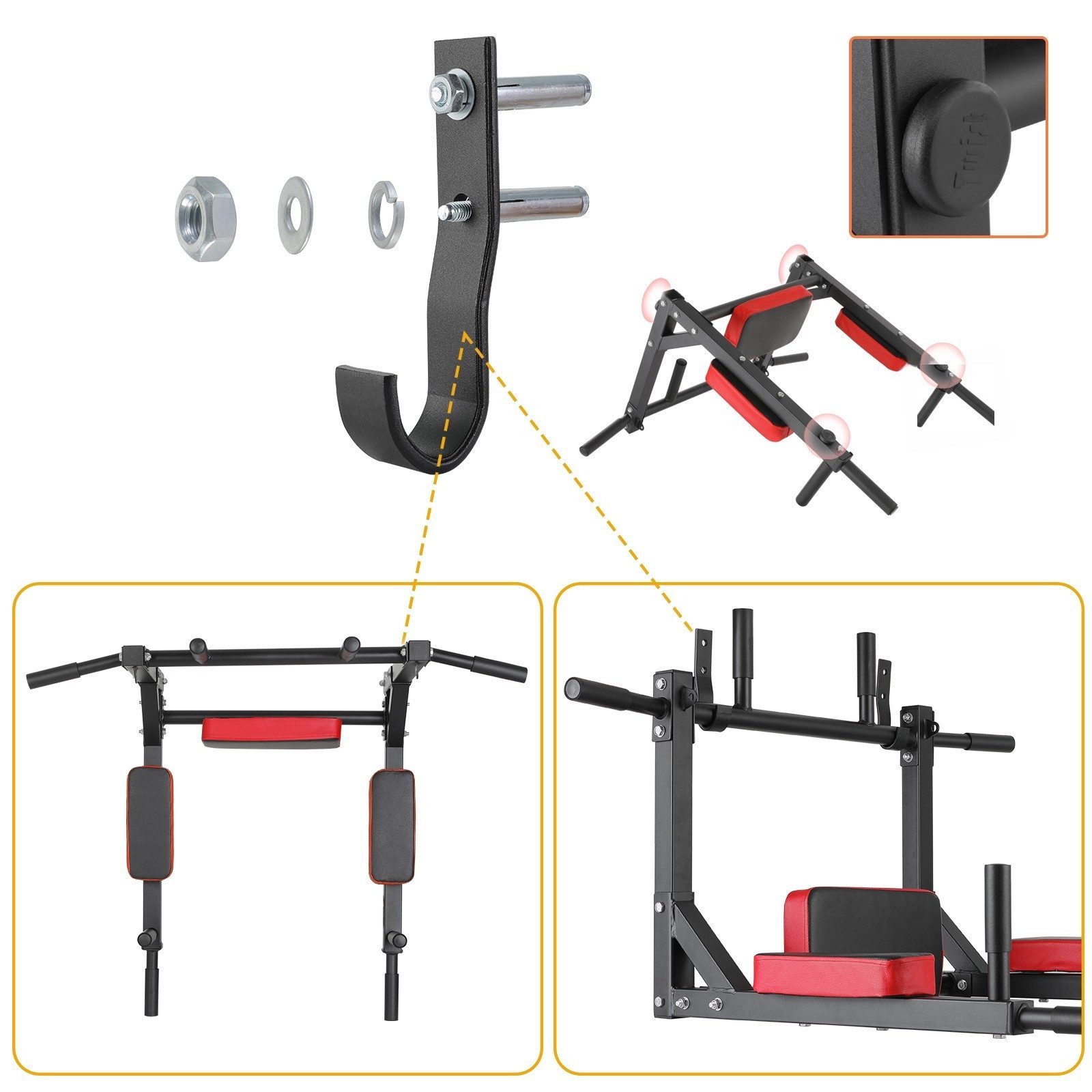 TLGREEN Klimmzugstange zur Wandmontage, Multifunktionale Pull-Up-Bar (Trainingsstange Dip-Station für das Training zu Hause), Power Tower Trainingsgewicht bis zu 200kg