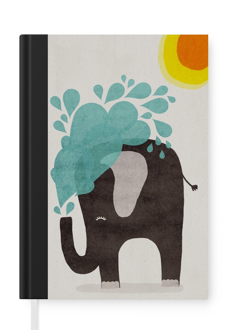 MuchoWow Notizbuch Elefant - Kind - Wasser - Sonne, Journal, Merkzettel, Tagebuch, Notizheft, A5, 98 Seiten, Haushaltsbuch