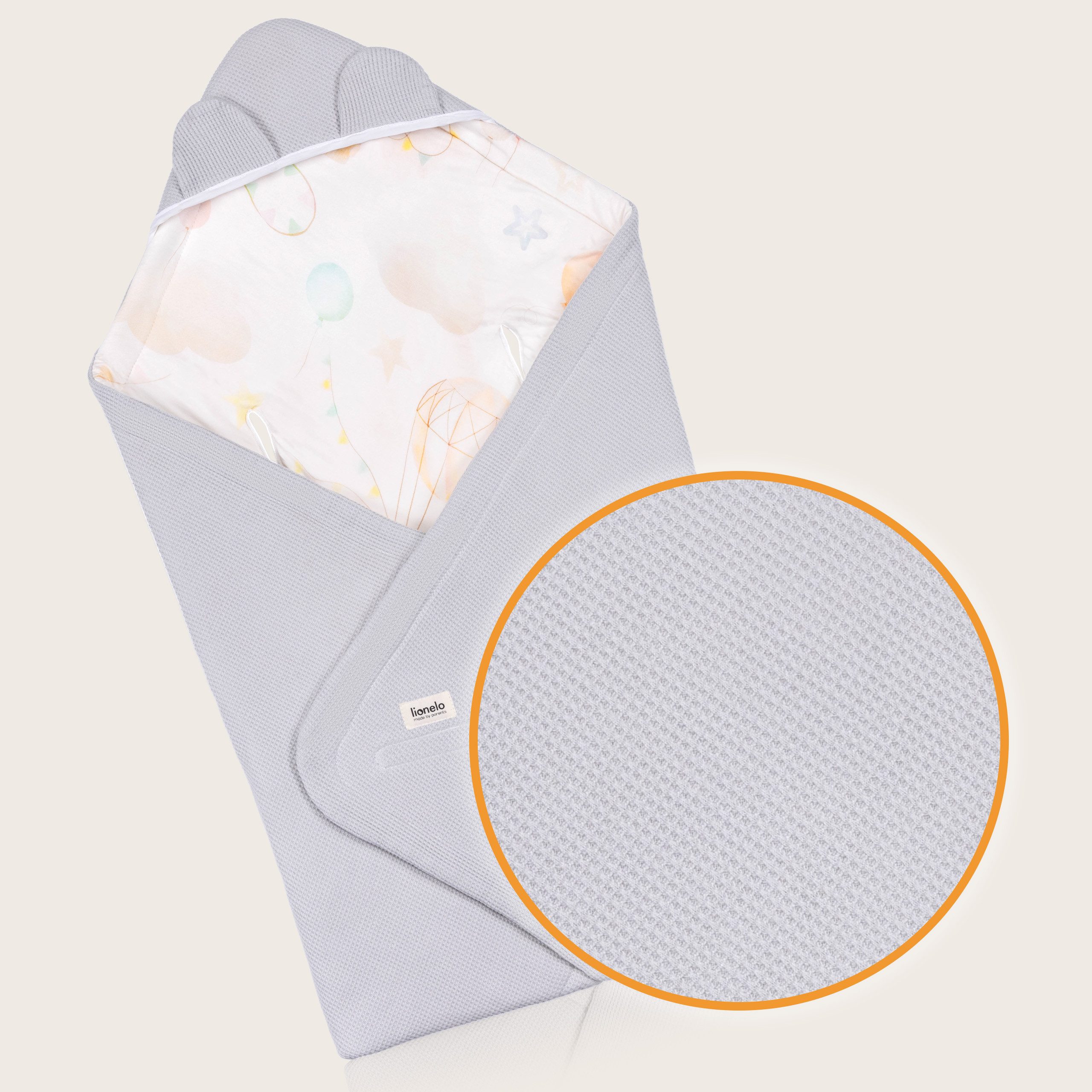Kinderdecke TRAVEL SWADDLE BLANKET, lionelo, Hypoallergene Materialien/Bambus und Baumwolle/TOG 2,5 – Bild 3 von 5
