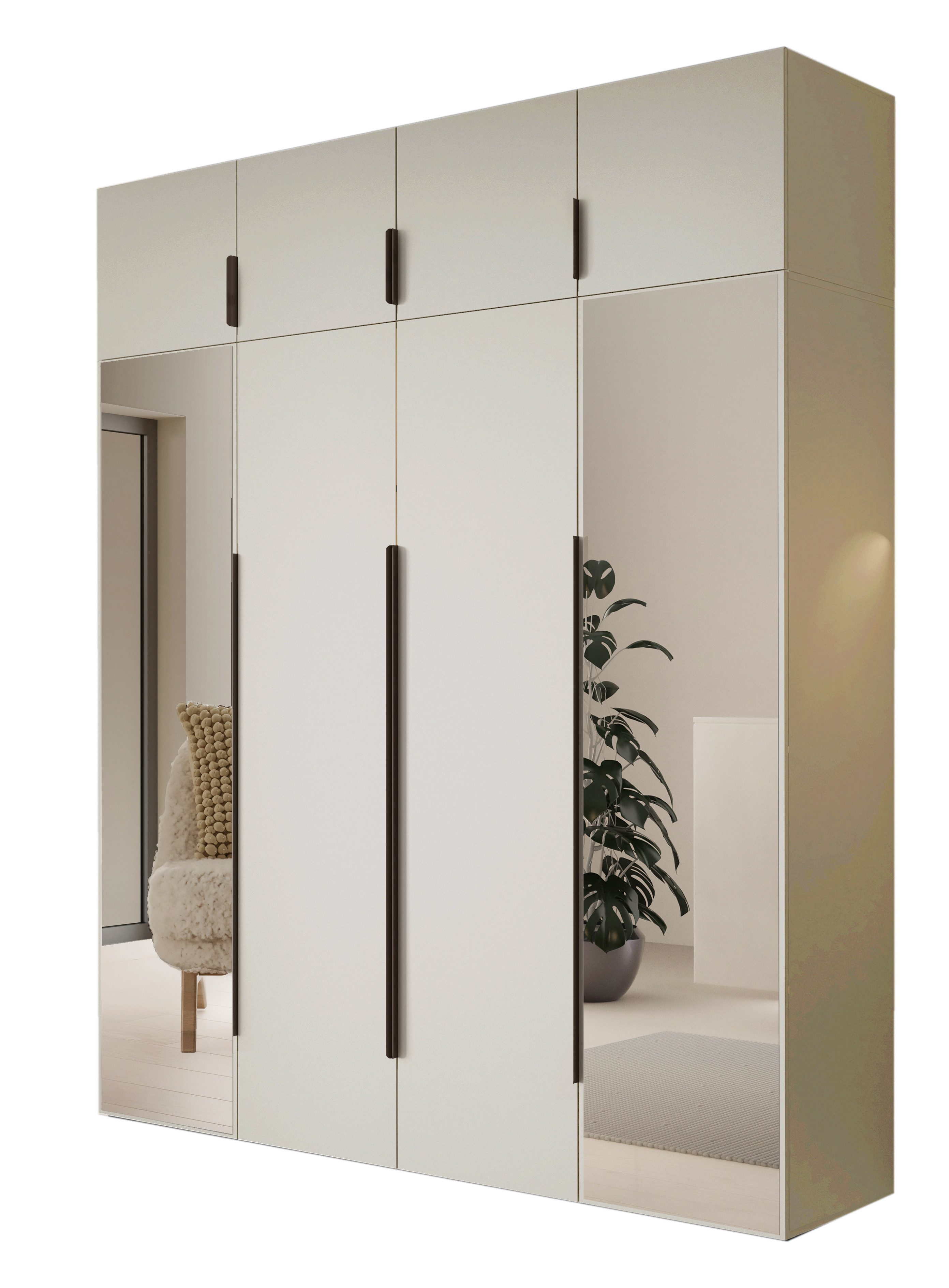 Compleo Drehtürenschrank Kleiderschrank mit Aufsatz, Hochschrank, Spiegelsc günstig online kaufen