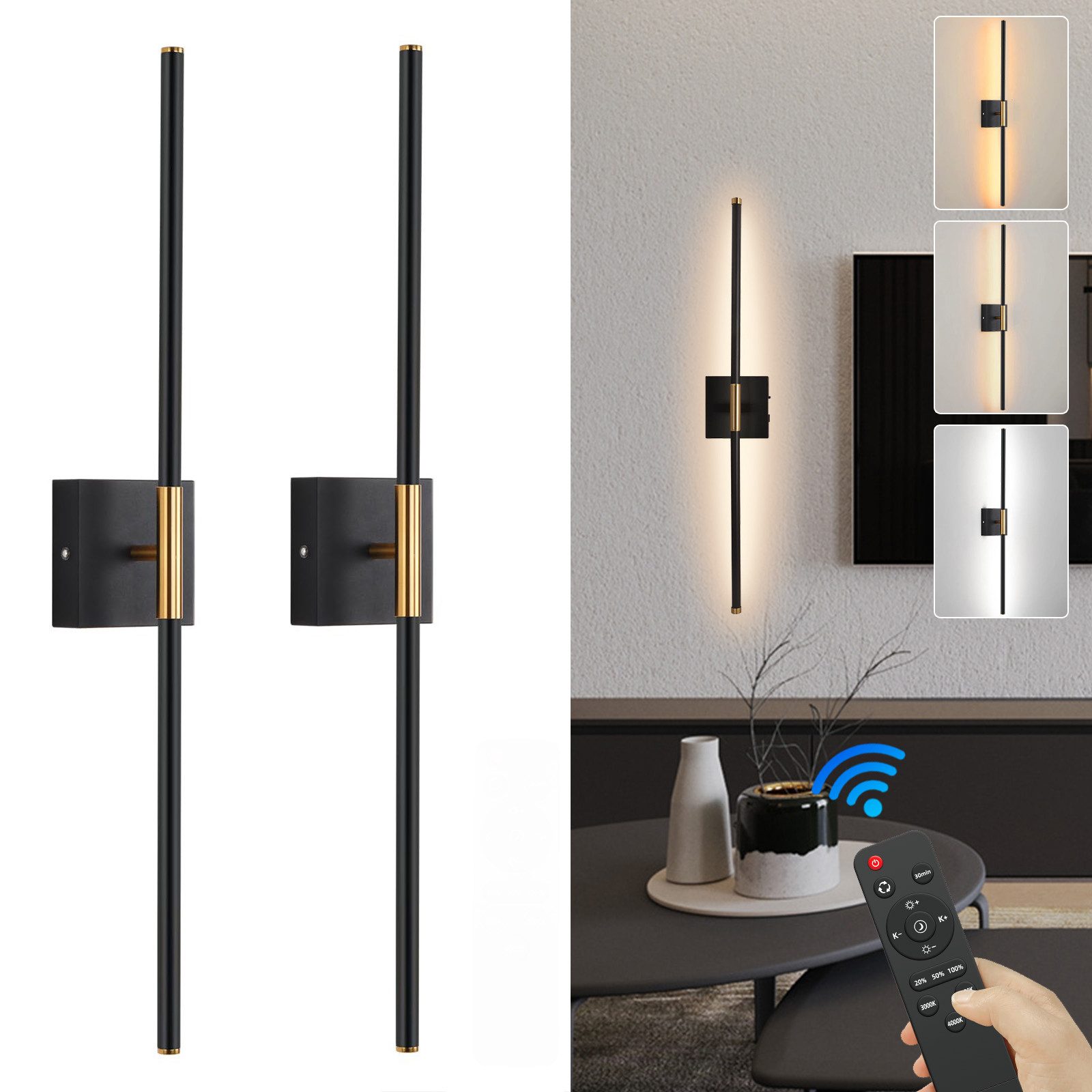 Rosnek Wandleuchte USB-C Wiederaufladbare LED Wandlampe mit Fernbedienung, günstig online kaufen