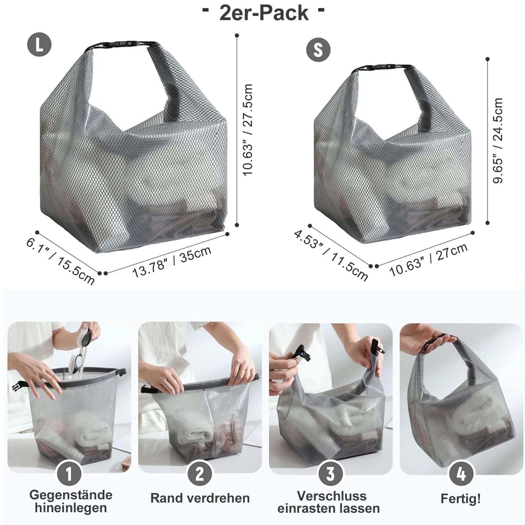 Mutig Kulturbeutel 2 Stück Kosmetiktasche Wasserdicht,Kulturtasche Damen Herren (Groß + Klein Durchsichtig Kulturbeutel,Eva Reise Kosmetik Tasche, Große Strandtasche mit großem Fassungsvermögen, faltbar mit Tragegriff), Geeignet für Reisen, Camping, Strand und Fitnessstudio