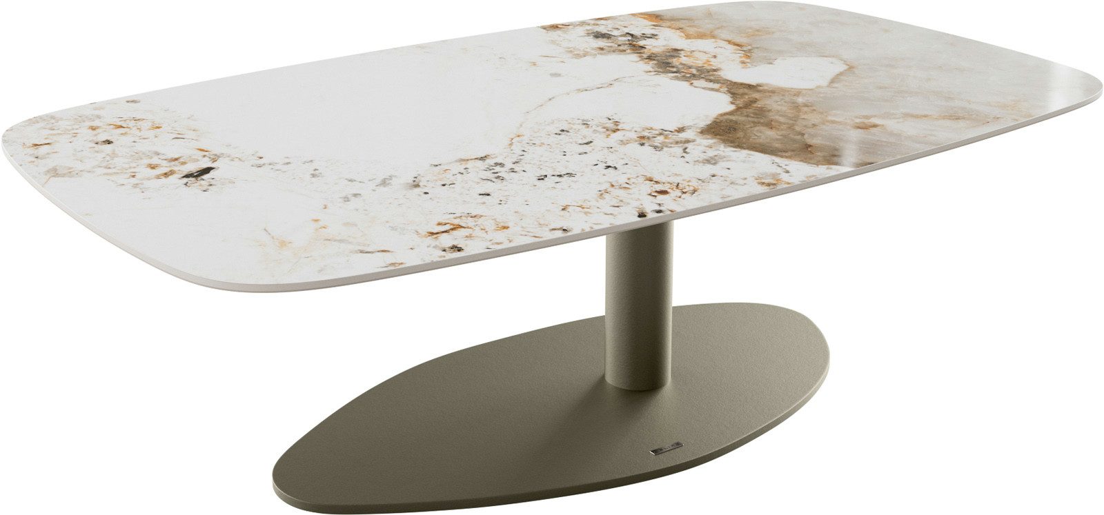 DELIFE Couchtisch Edge, Boot 120x70 cm Keramik Minas Melange Vibany Metall Effektfinish Titan