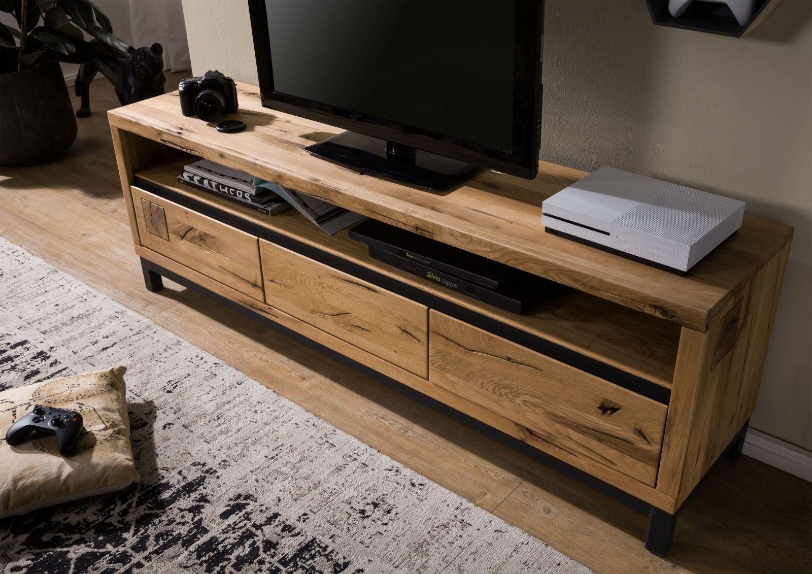 Massivmoebel24 TV-Board (Massivholz), TV-Board Wildeiche 170x40x56 natur ge günstig online kaufen