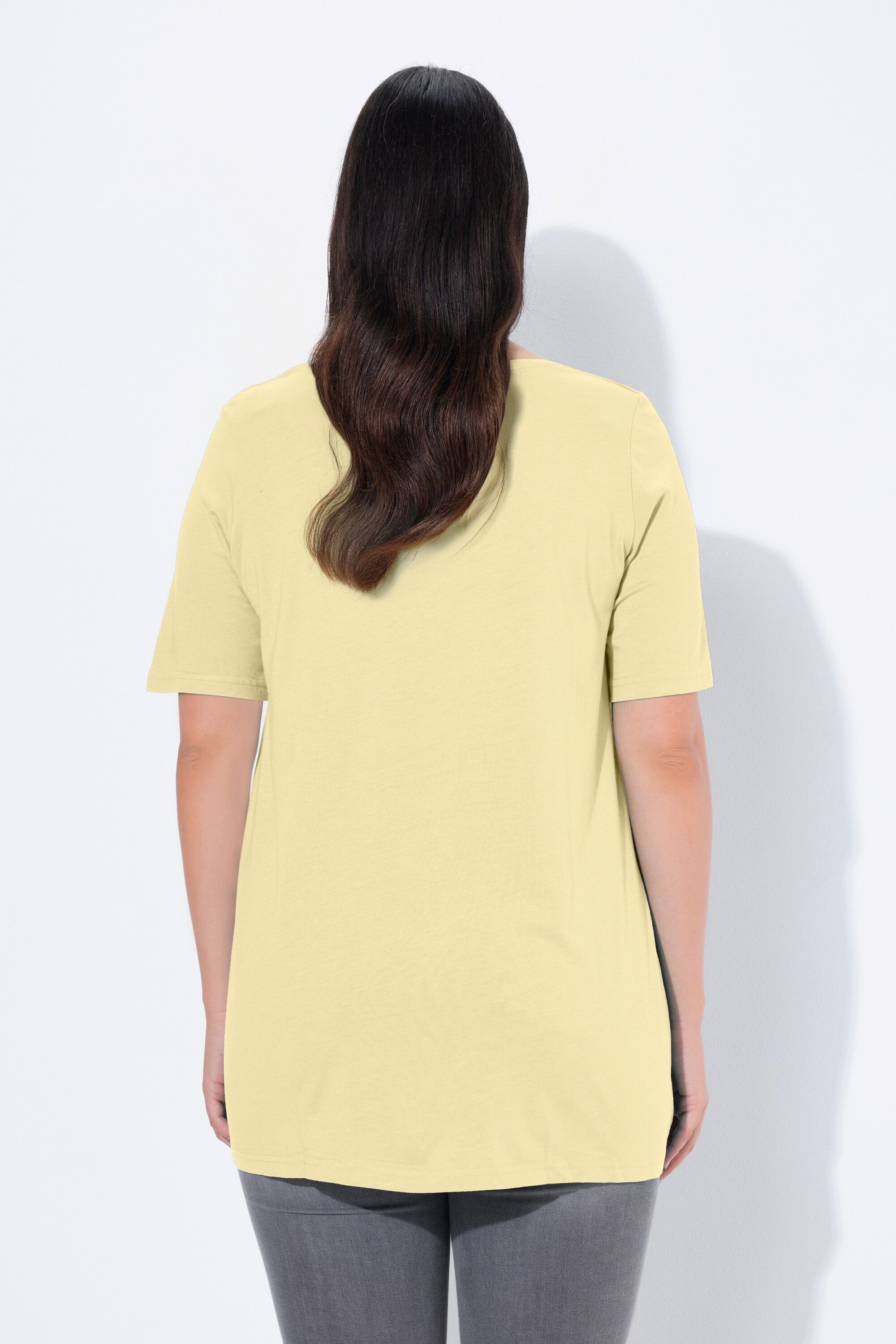Ulla Popken T-Shirt T-Shirt Zierfalten A-Linie Rundhals Halbarm Modal