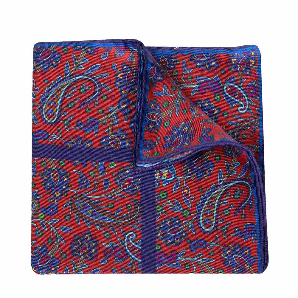 BGENTS Einstecktuch Handrolliertes Einstecktuch aus Twill-Seide mit Paisleys, Besondere Farbbrillanz
