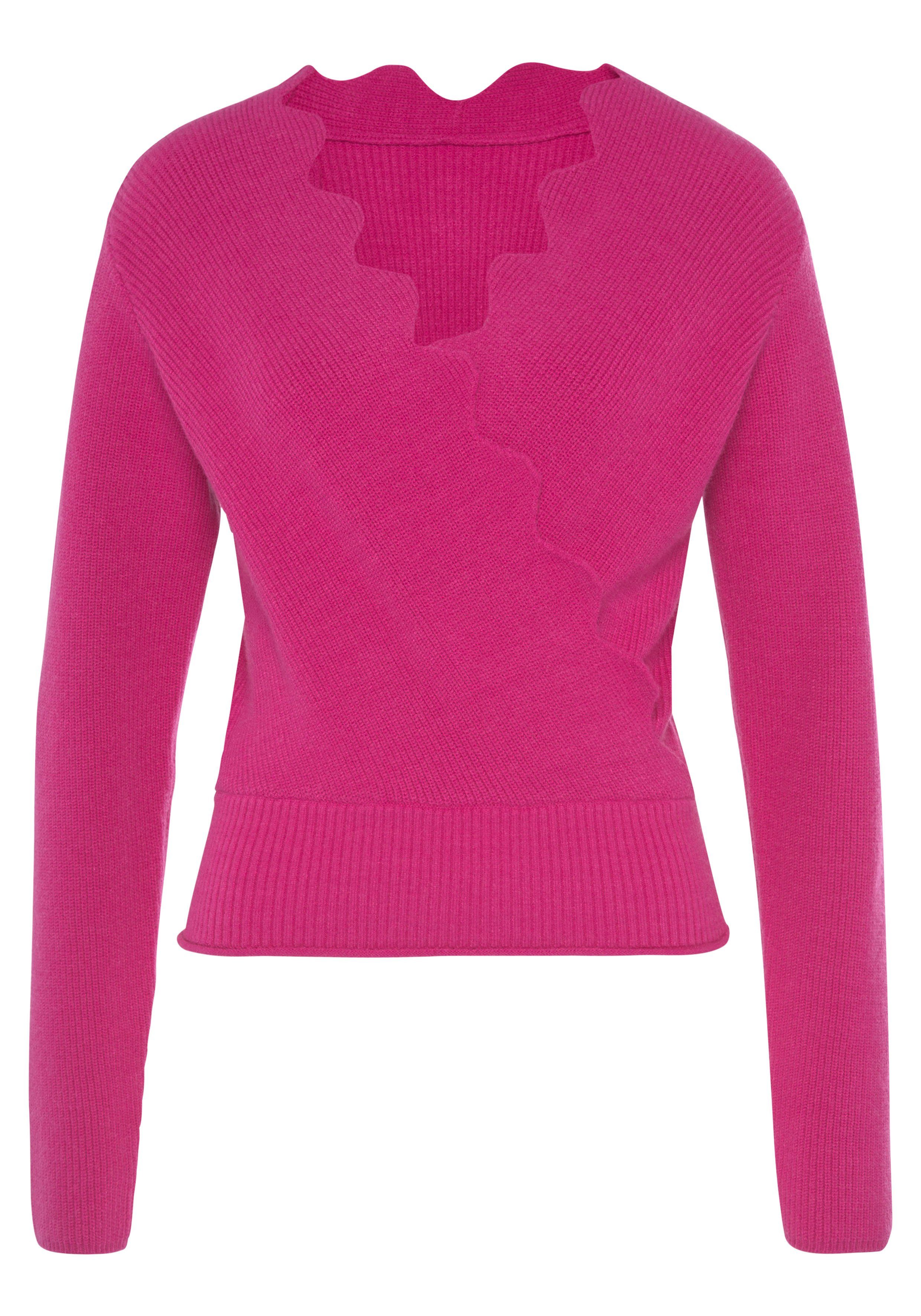 Strickpullover fuchsia mit LASCANA Wellenkante