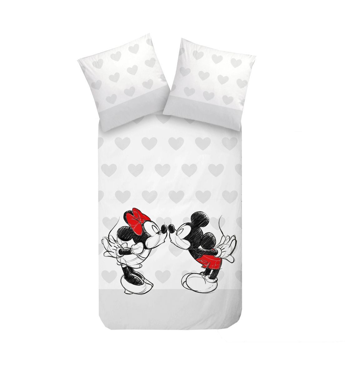 Disney Wendebettwäsche Mickey Mouse Disney graues Herz 135x200cm, Renforcé, günstig online kaufen