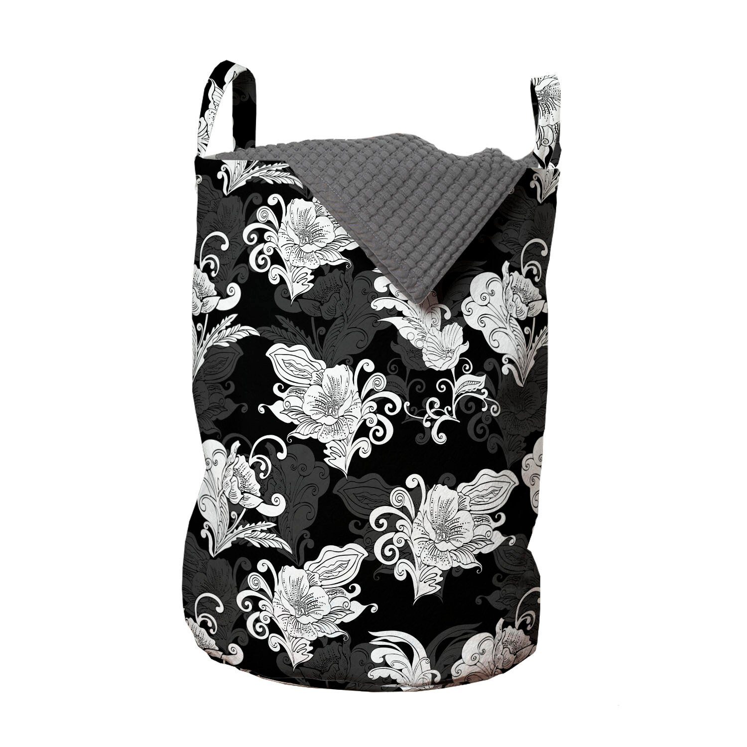 Abakuhaus Wäschesäckchen Wäschekorb mit Griffen Kordelzugverschluss für Waschsalons, Blumen Klassische Mohnblumen-Blüte Sträuße