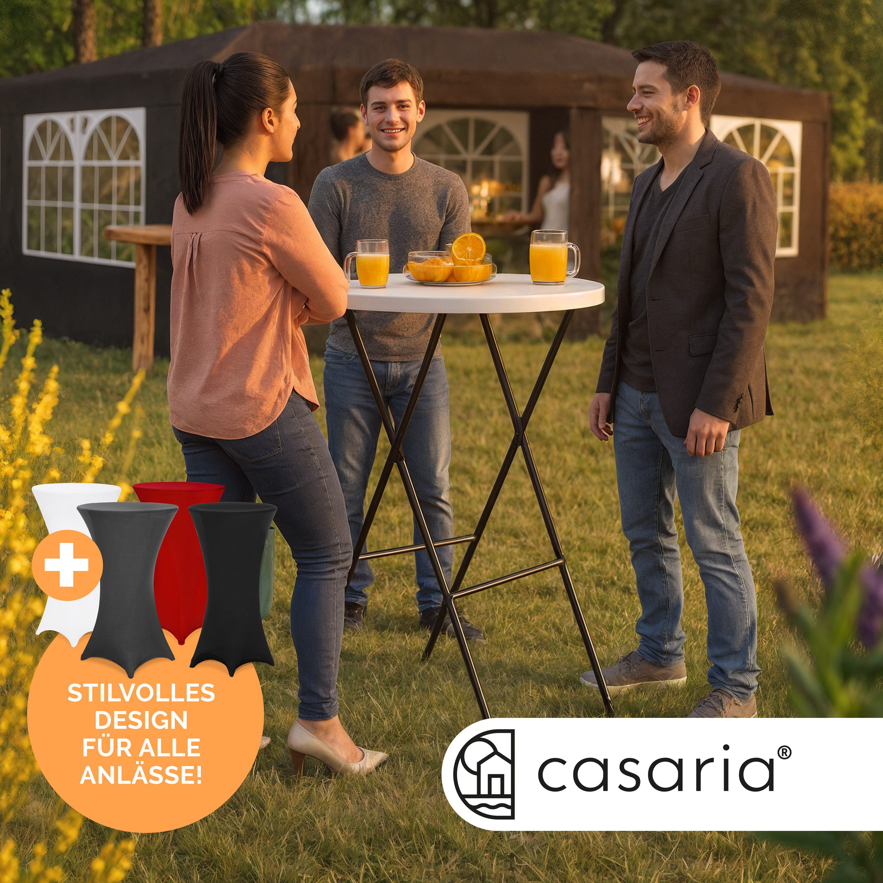 Casaria Stehtisch, mit Husse Weiß Klappbar günstig online kaufen