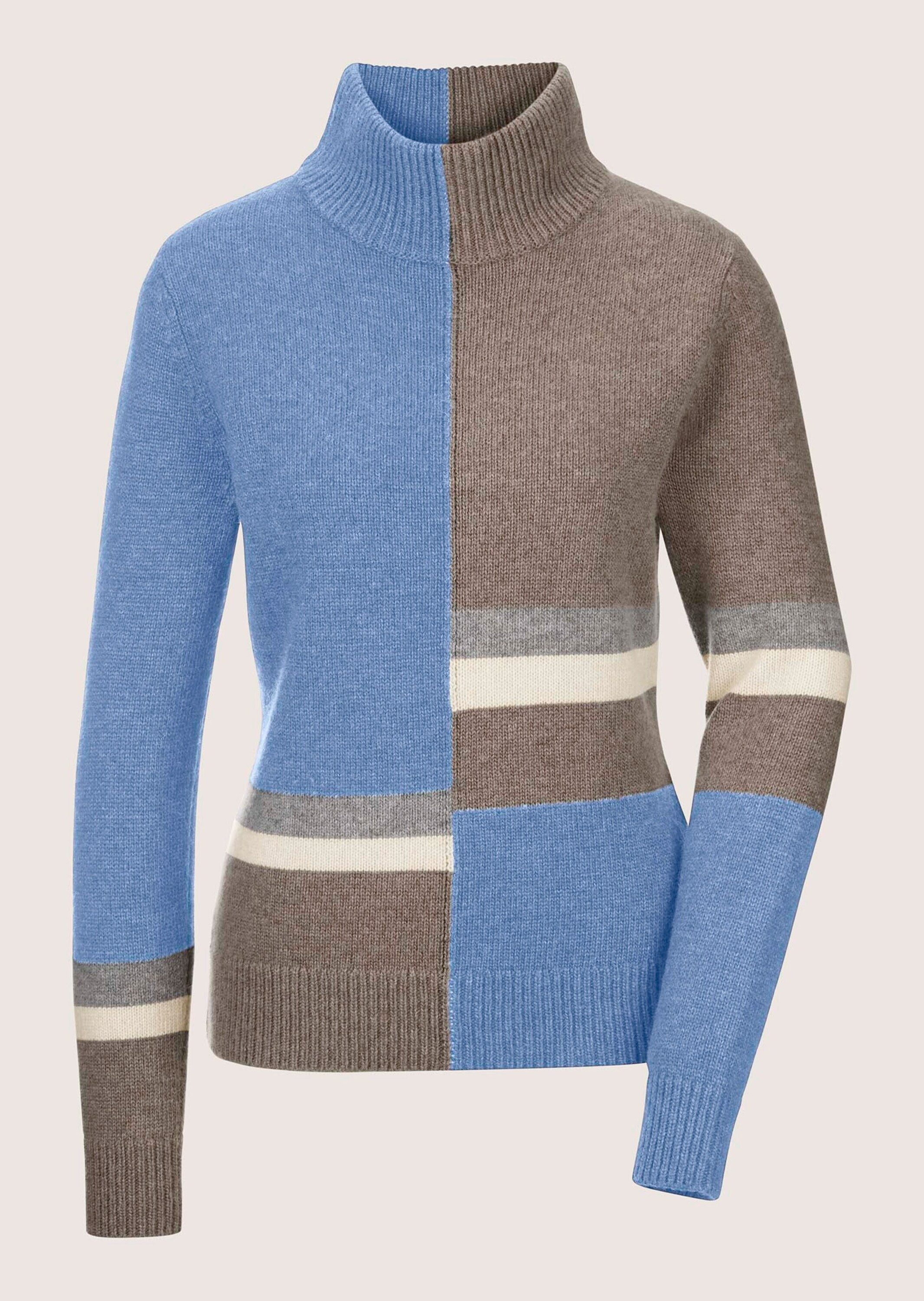 Strickpullover Intarsienpullover mit Stehkragen